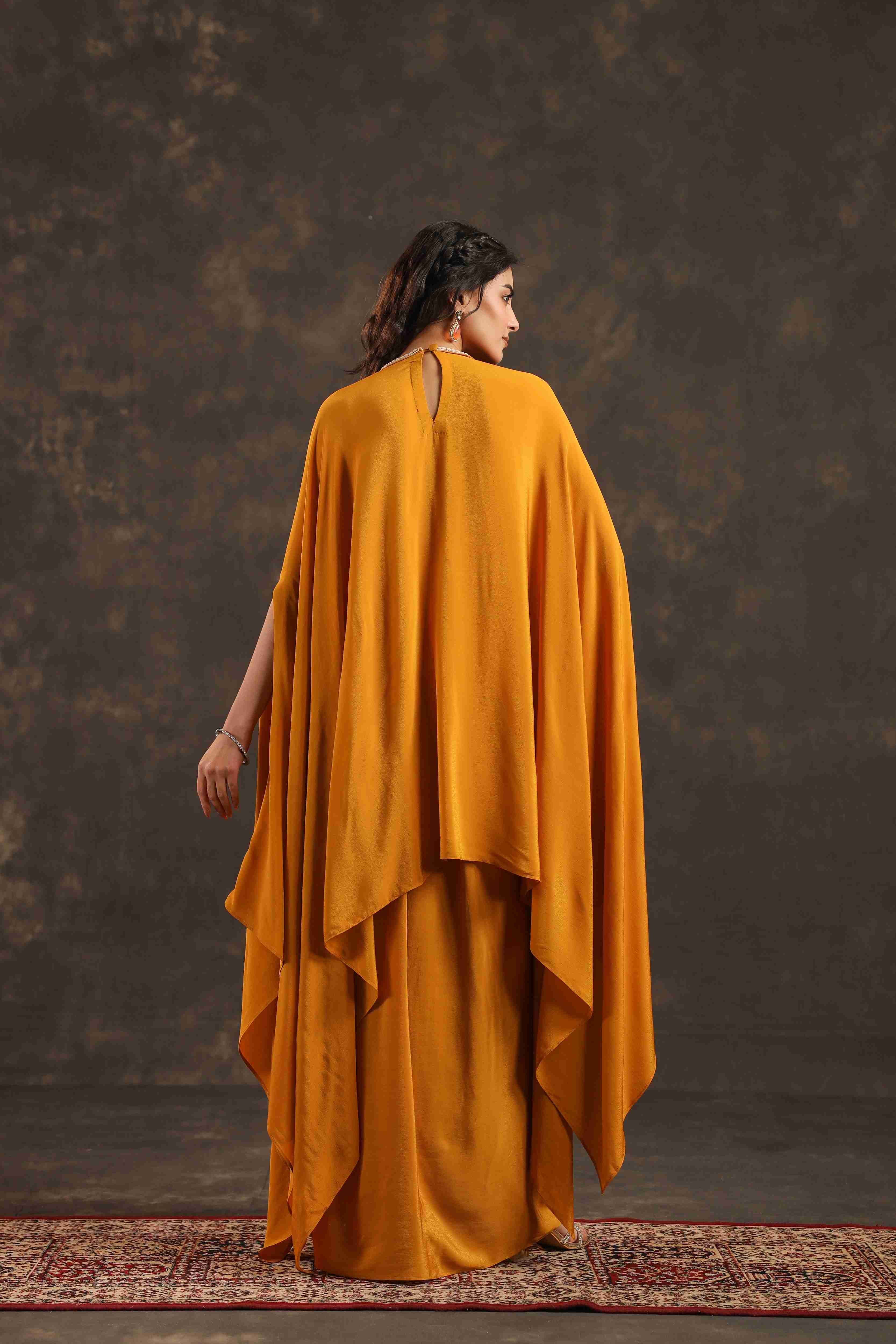 Flayered Top with Dhoti Pant Mustard