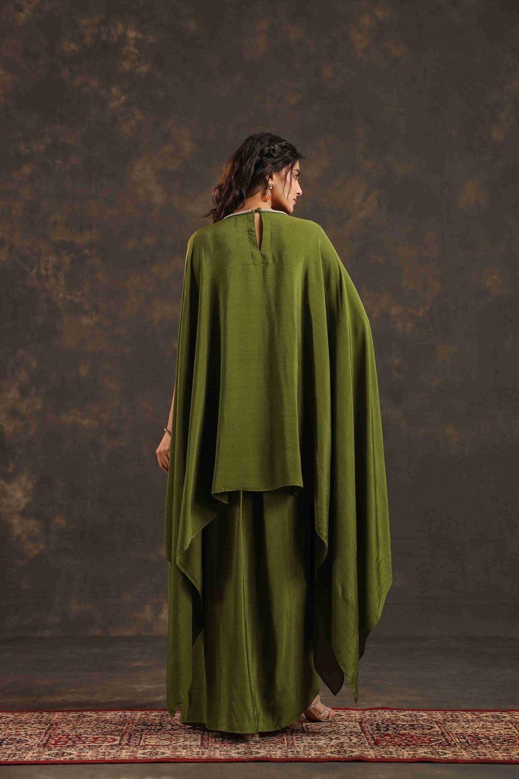 Flayered Top with Dhoti Pant Mehndi