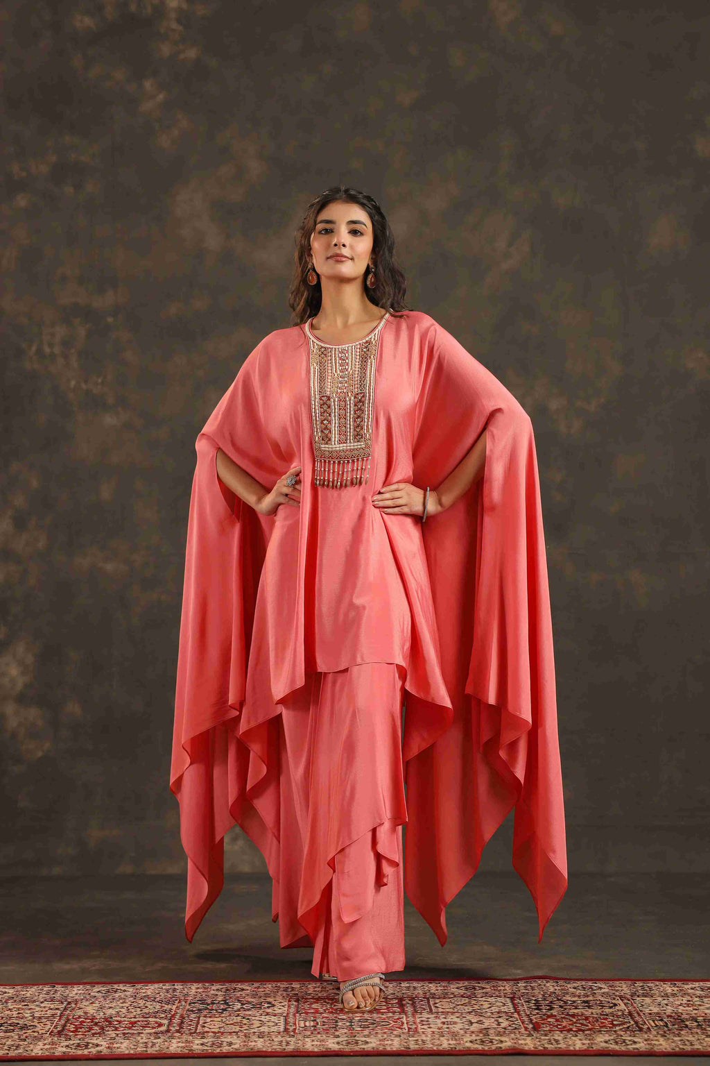 Flayered Top with Dhoti Pant Peach