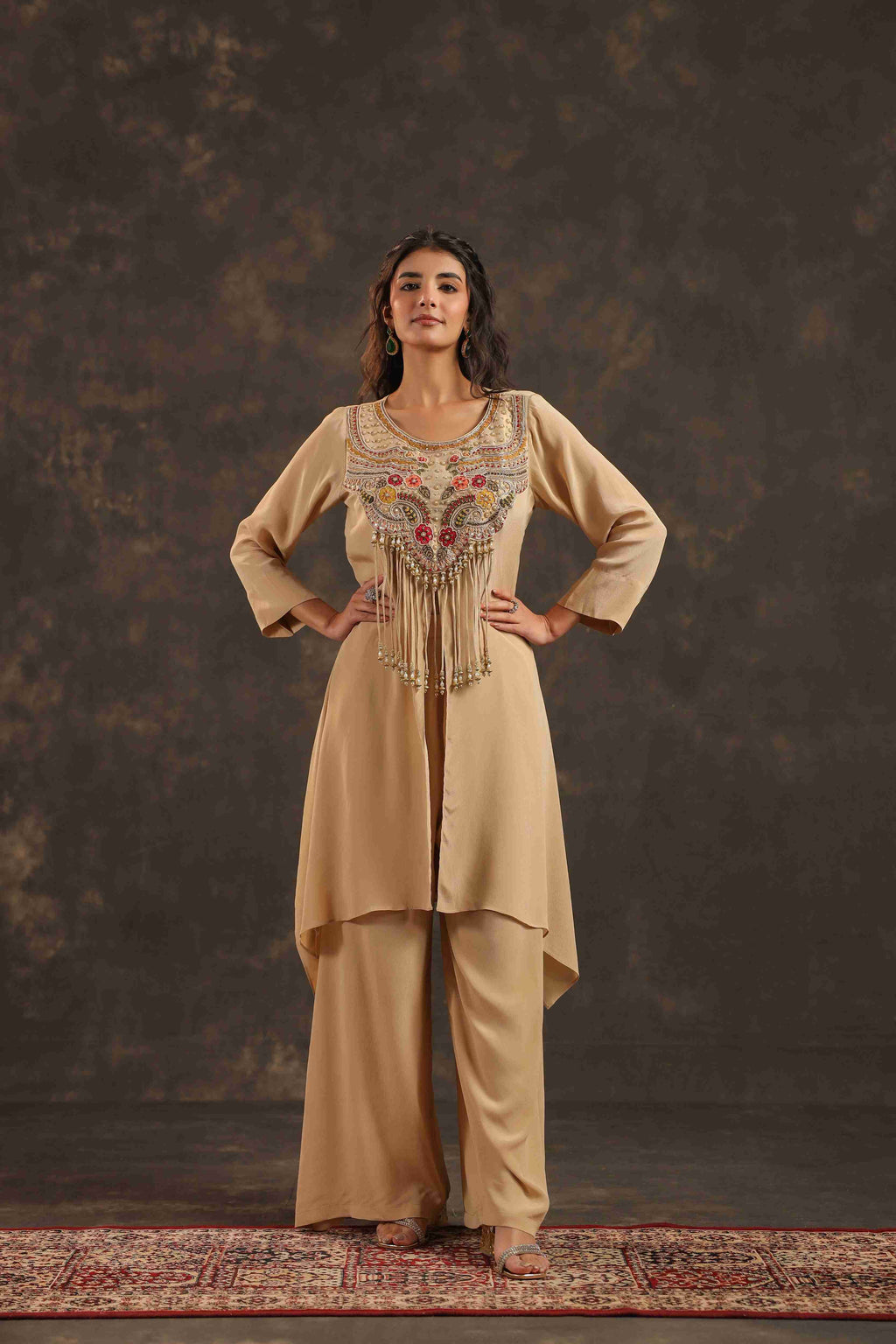 Long Kurti with Heavy Embeliished Yok Off White