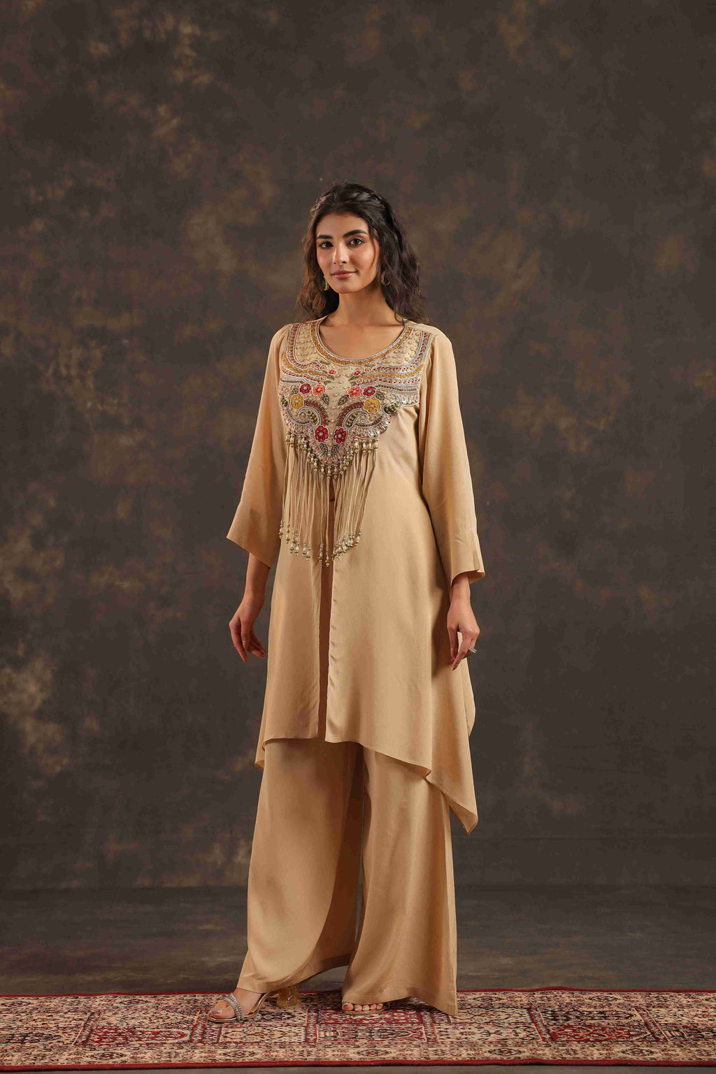 Long Kurti with Heavy Embeliished Yok Off White