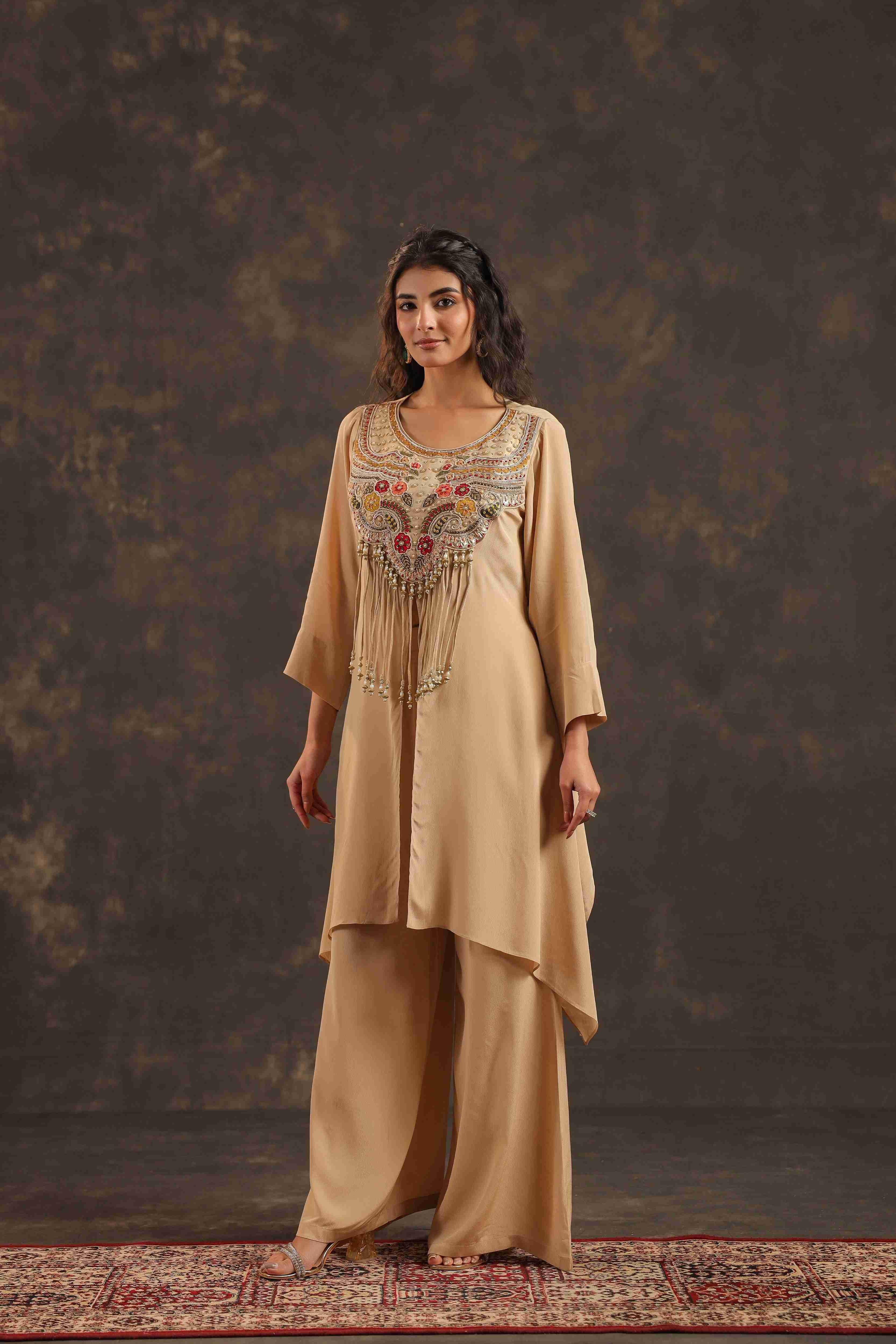 Long Kurti with Heavy Embeliished Yok Off White