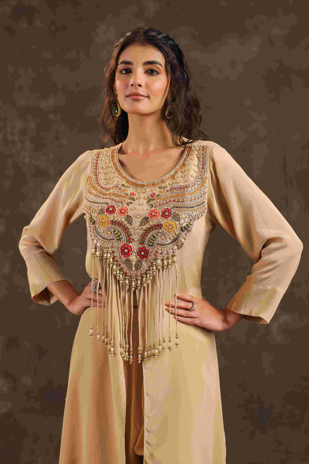 Long Kurti with Heavy Embeliished Yok Off White