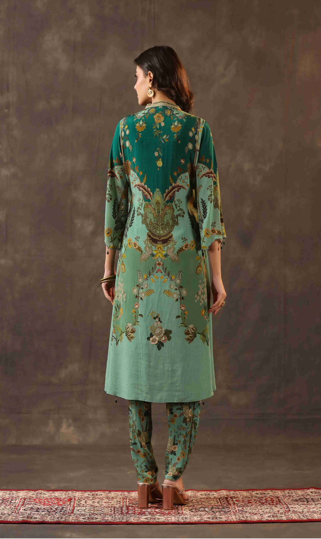 Traitional Kurti with Dhoti Pant - Olive