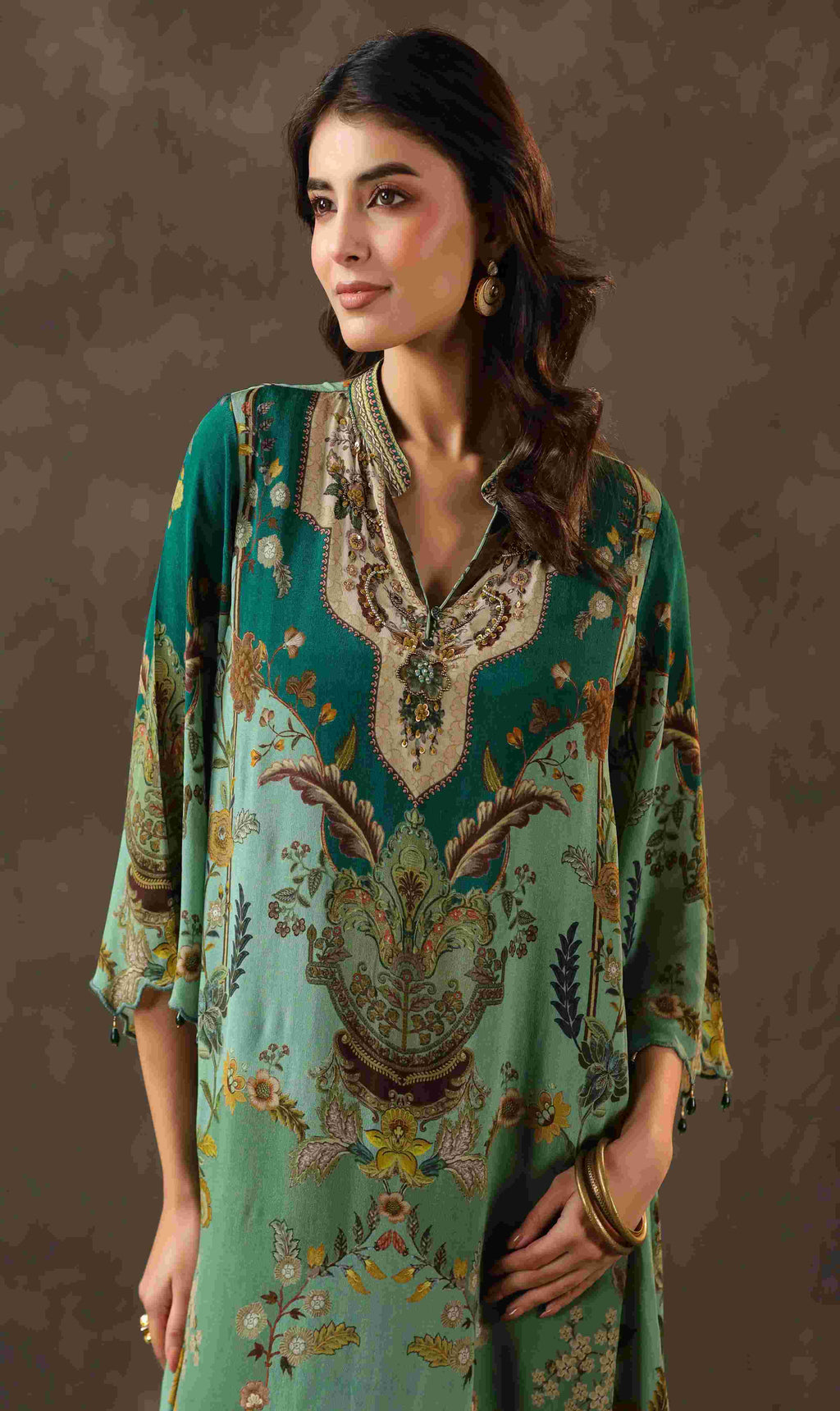 Traitional Kurti with Dhoti Pant - Olive
