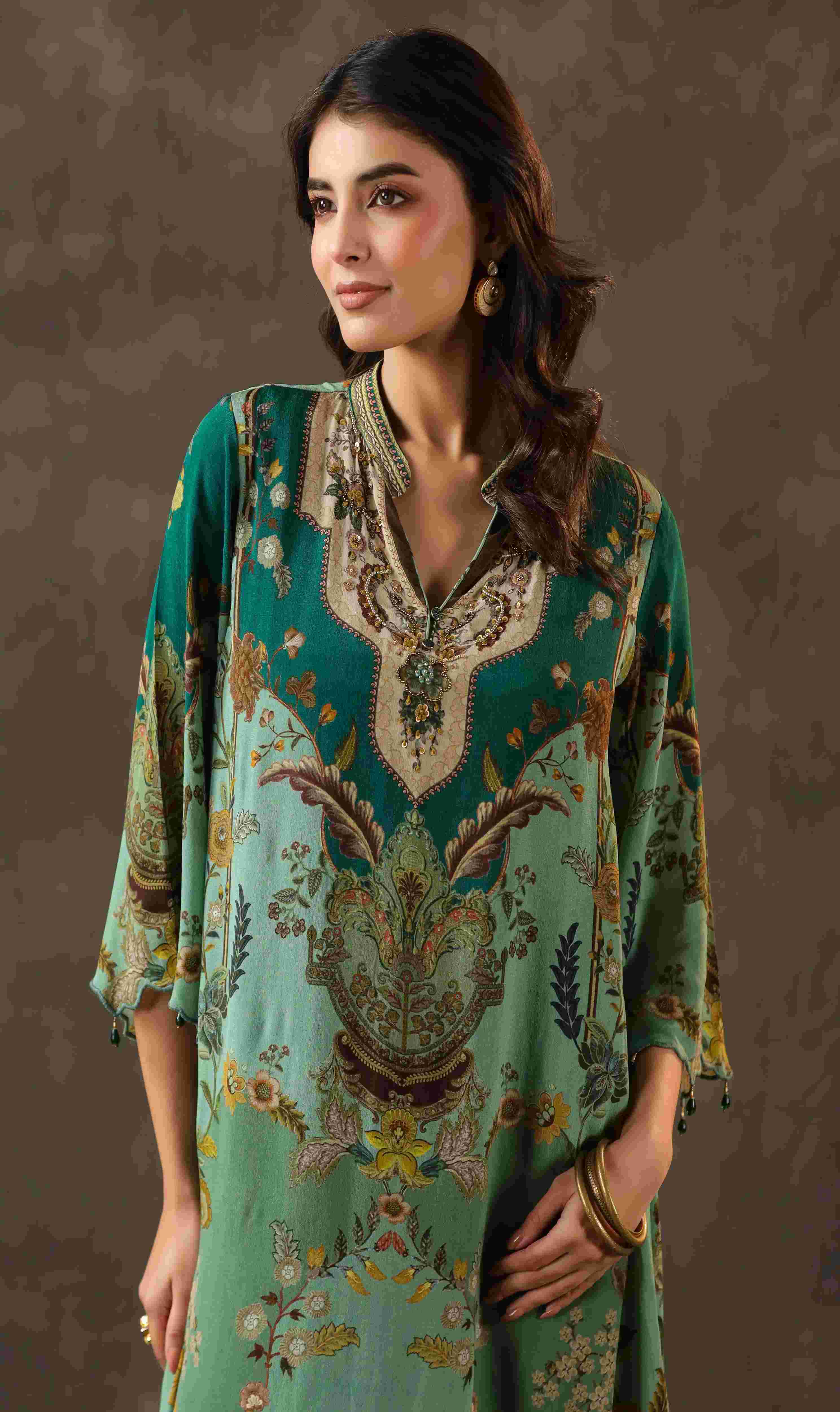 Traitional Kurti with Dhoti Pant - Olive