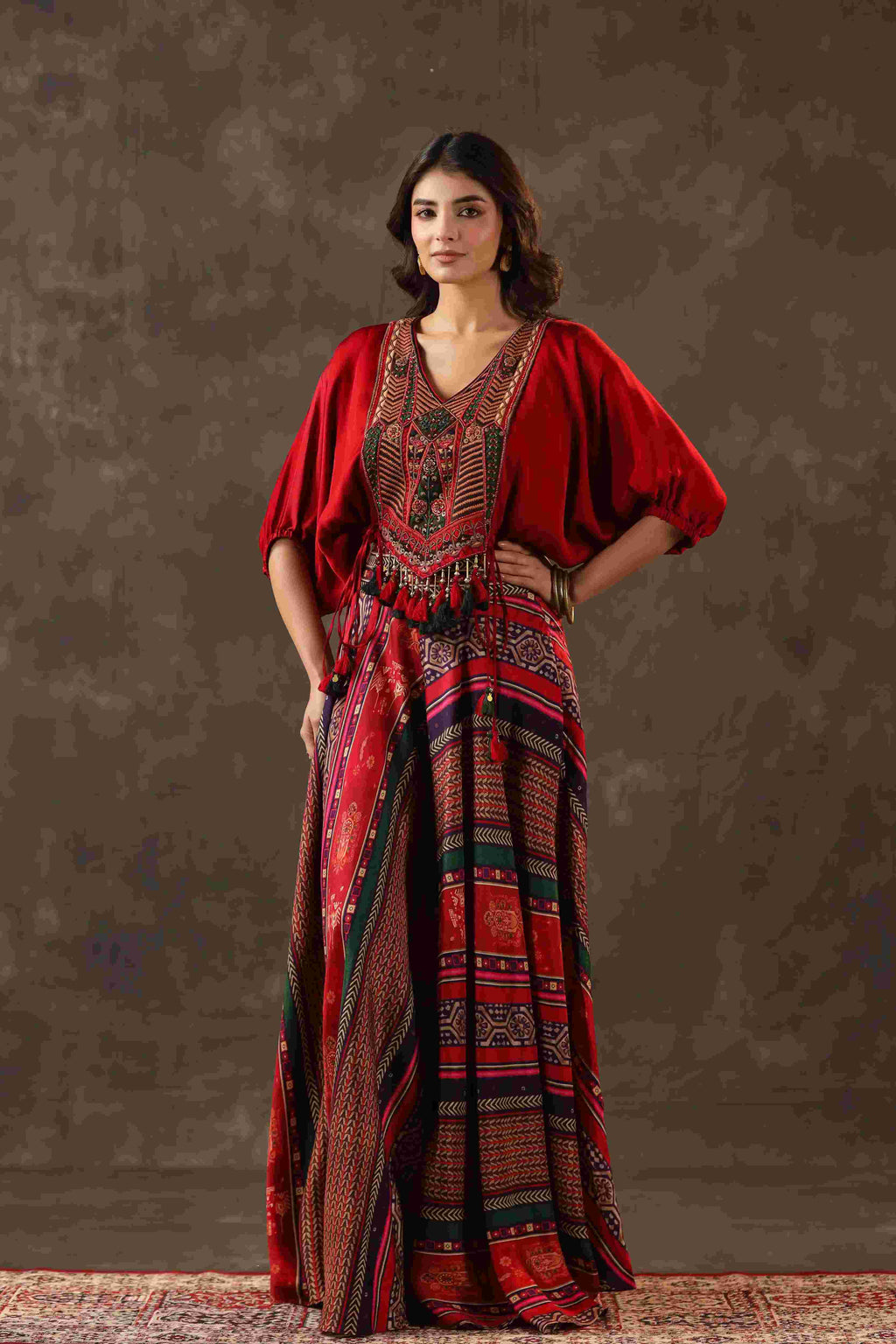 Printed Pant with heavy Cowl Top - Multi