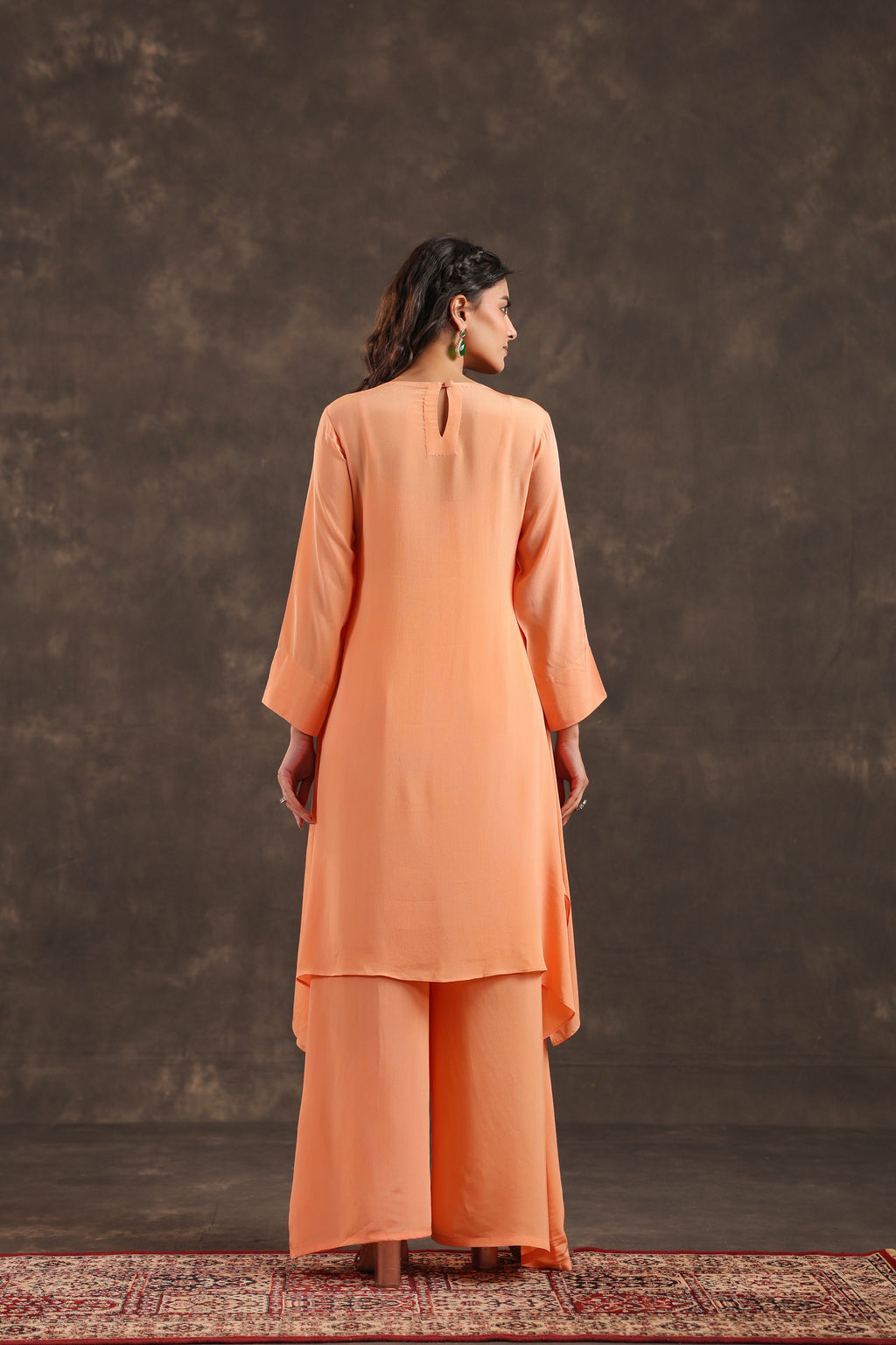 Long Kurti with Heavy Embeliished Yok Light Peach
