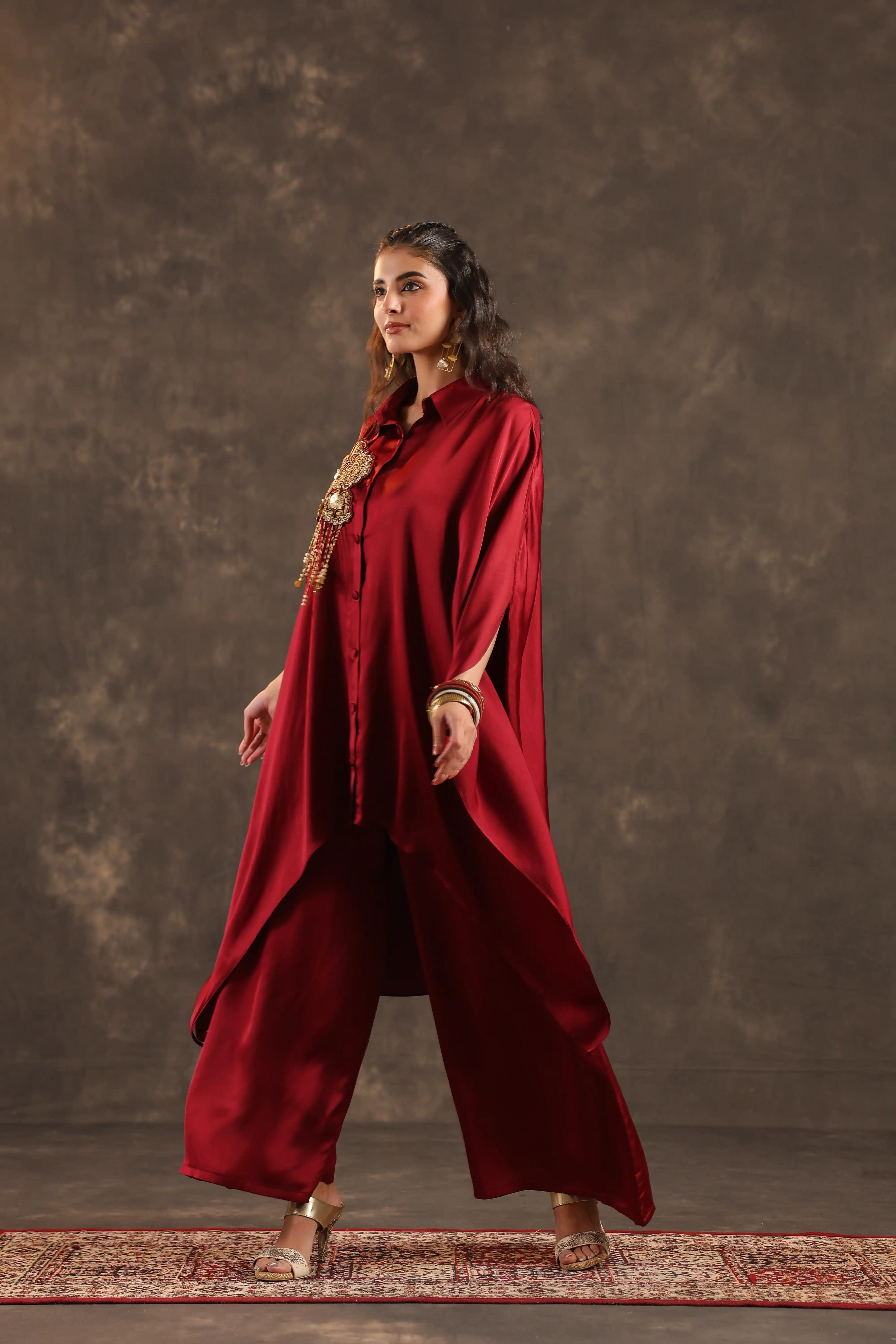 Kaftan Top with Pant Maroon