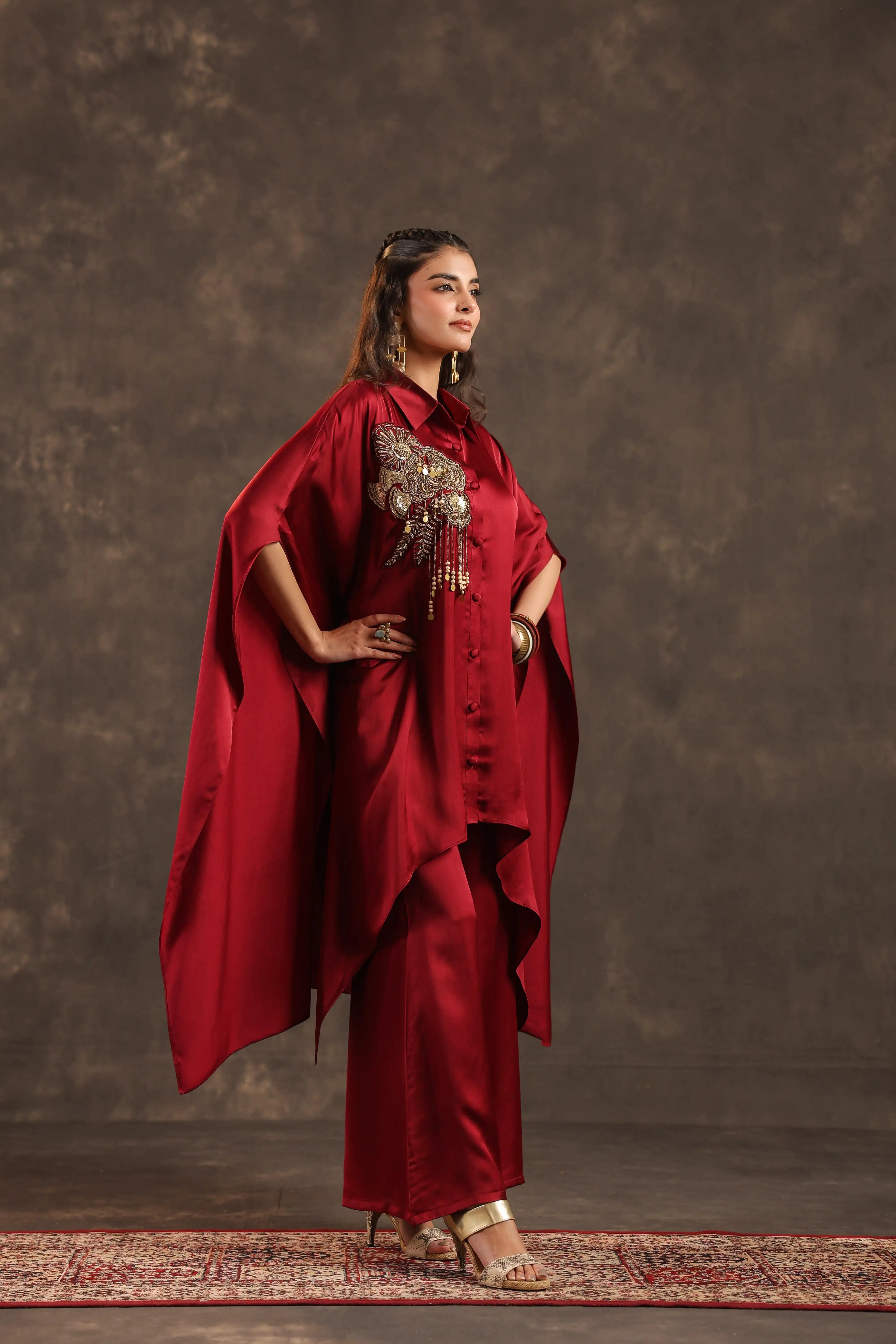 Kaftan Top with Pant Maroon