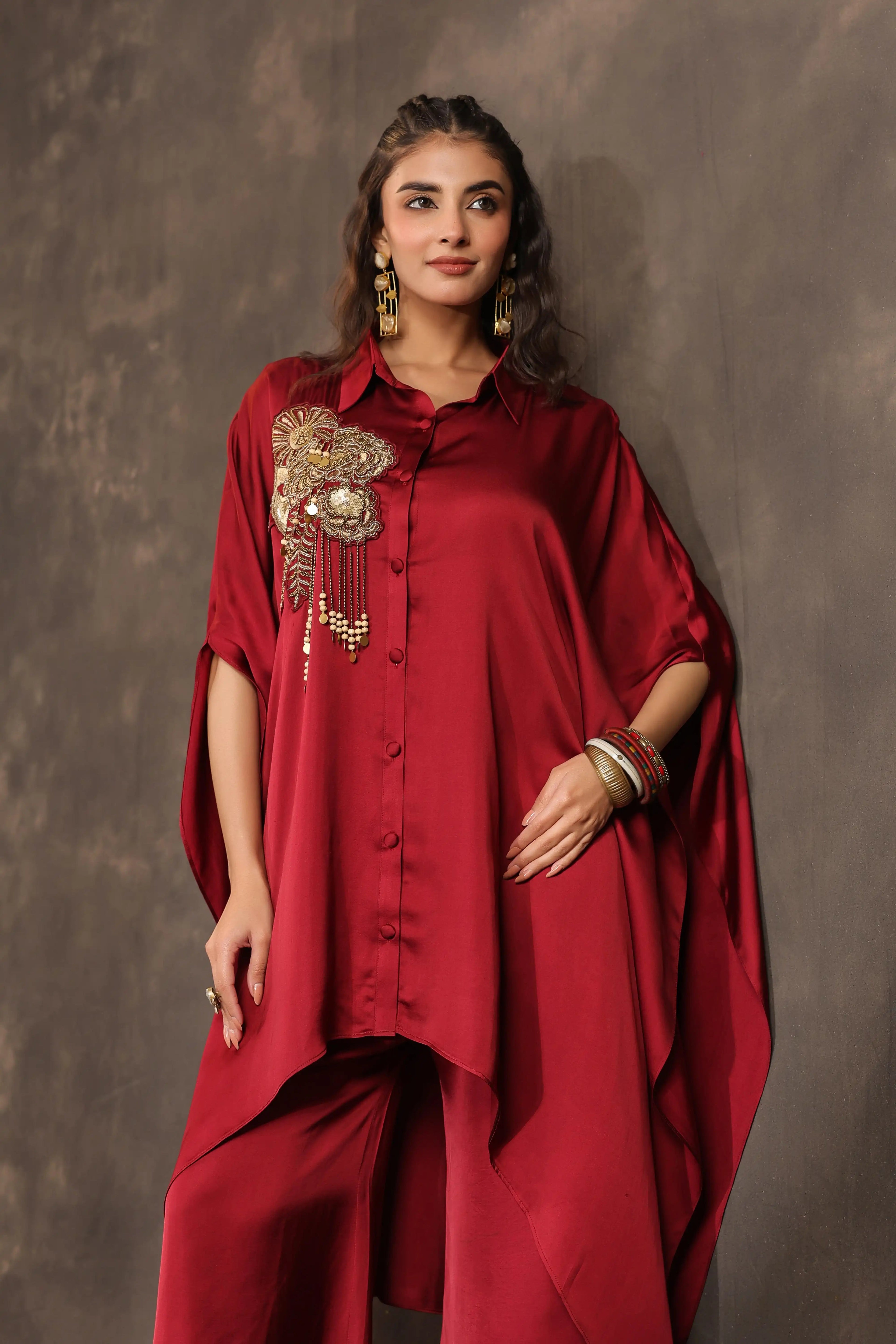 Kaftan Top with Pant Maroon