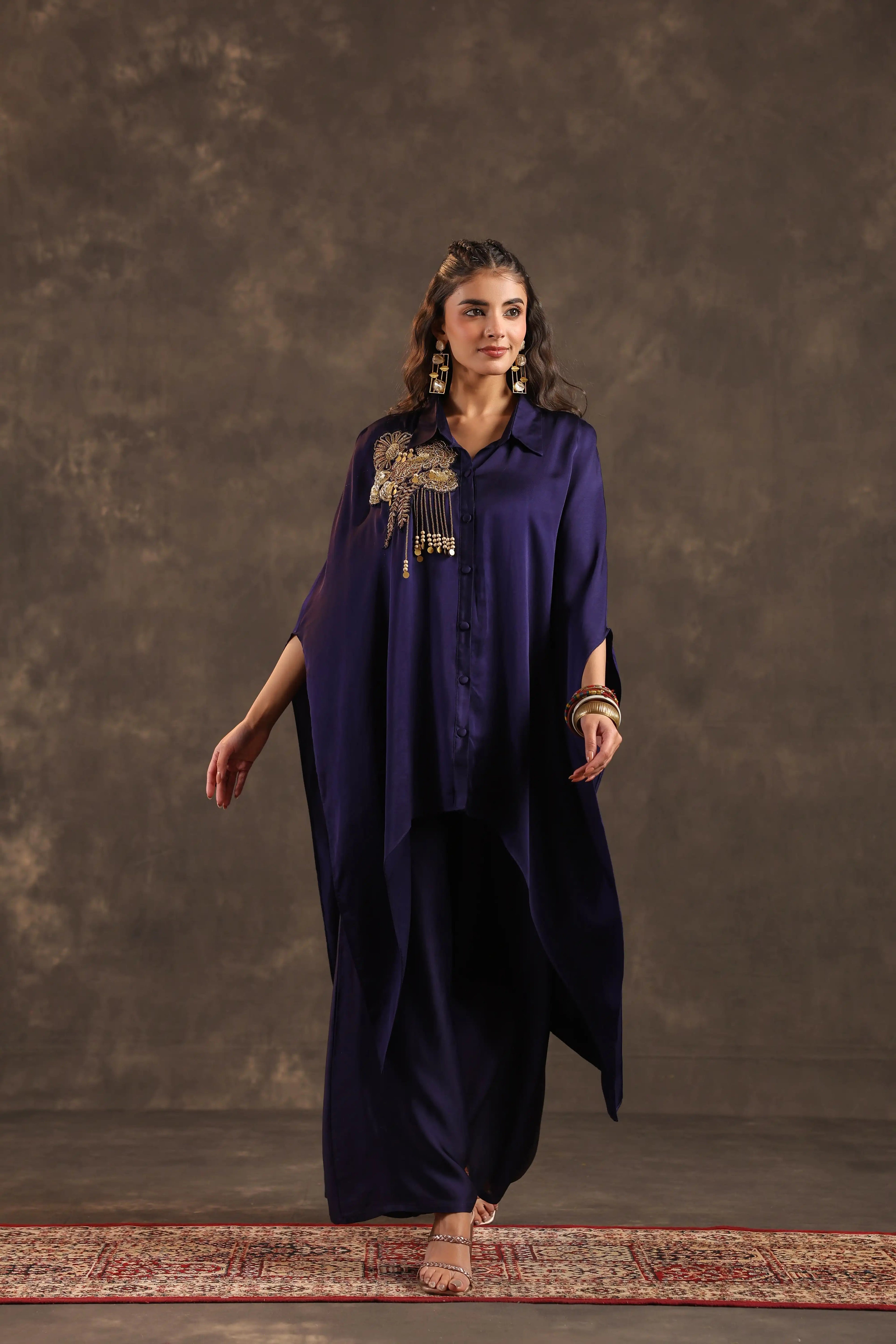 Kaftan Top with Pant Voilet - Violet