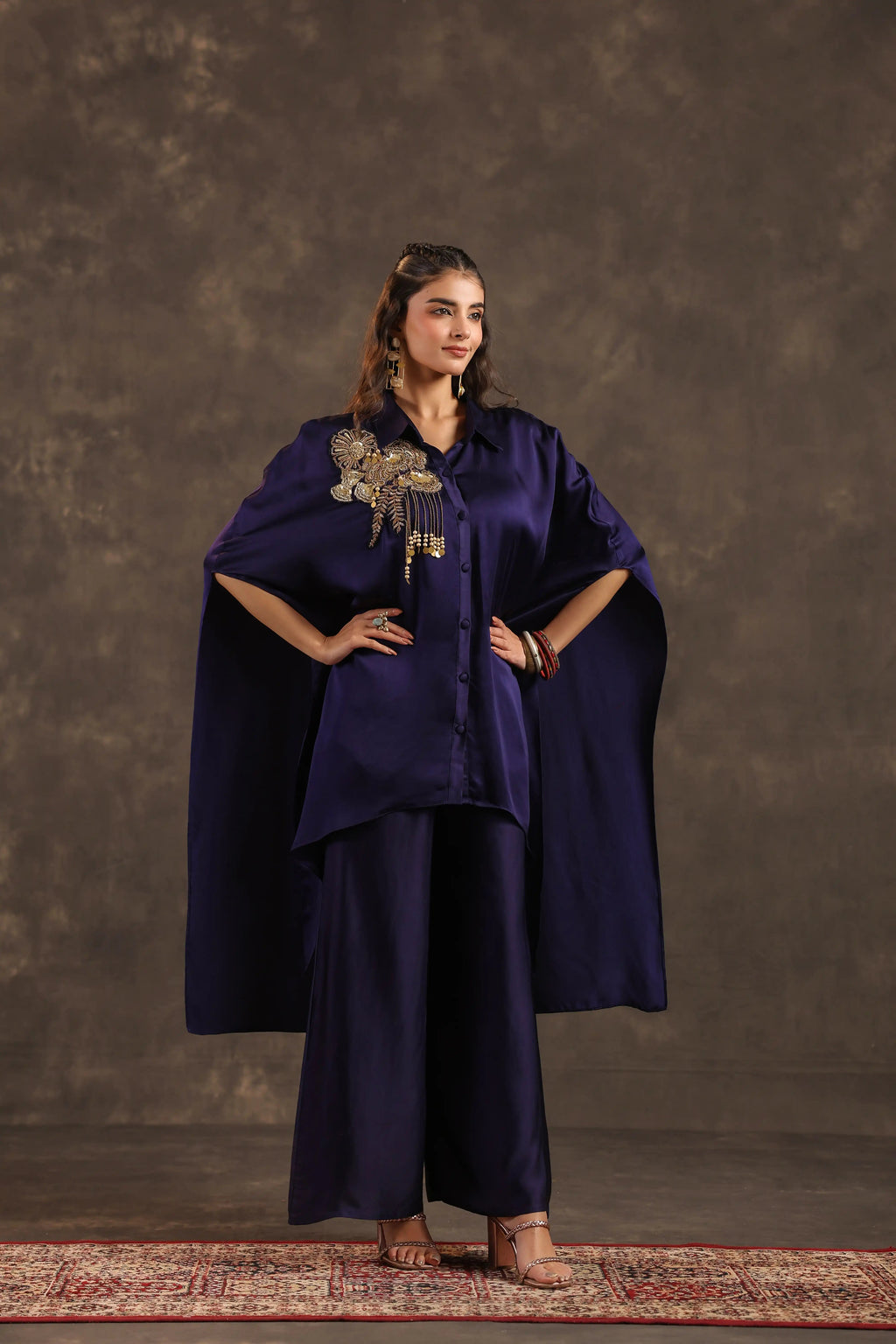 Kaftan Top with Pant Voilet - Violet
