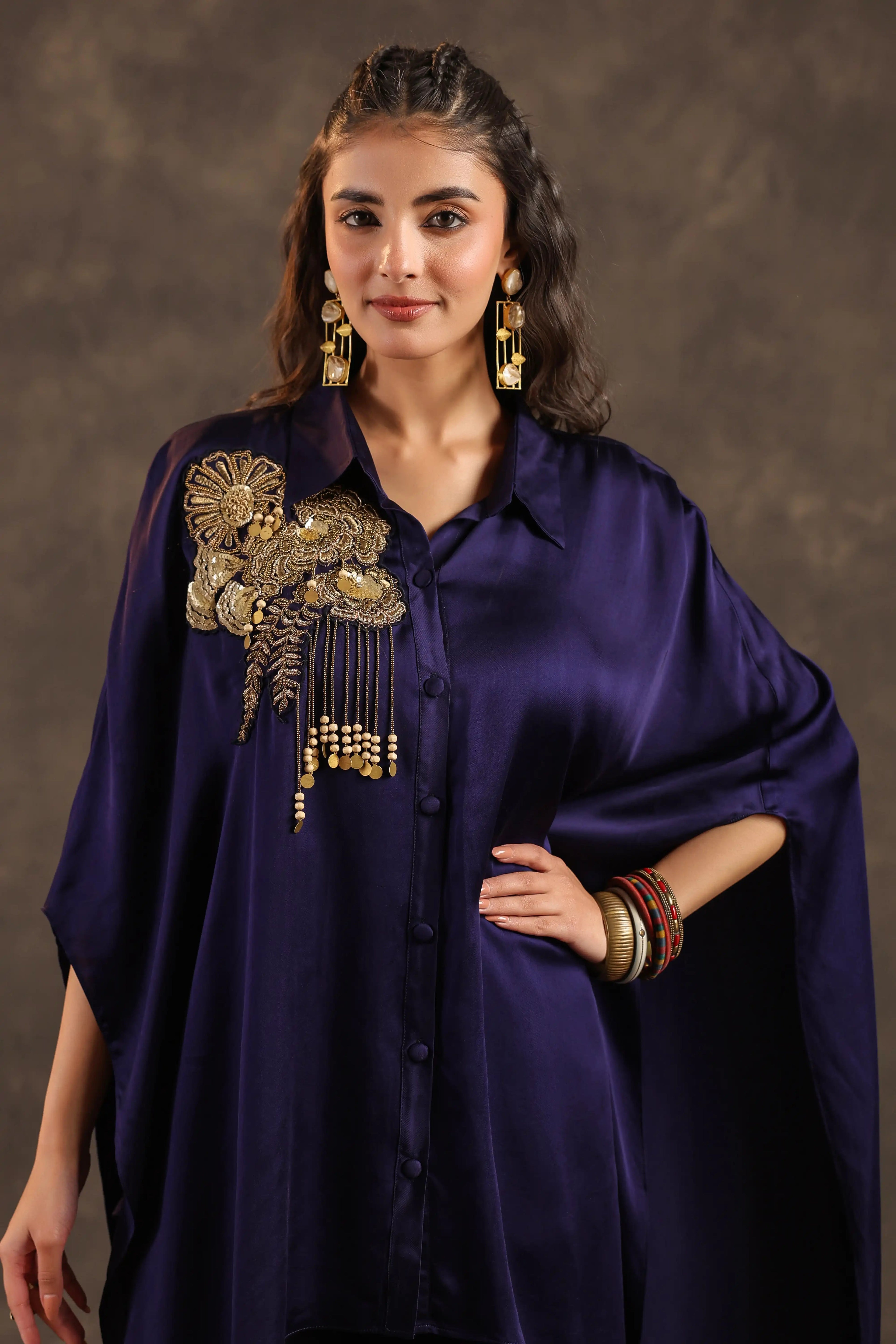 Kaftan Top with Pant Voilet - Violet