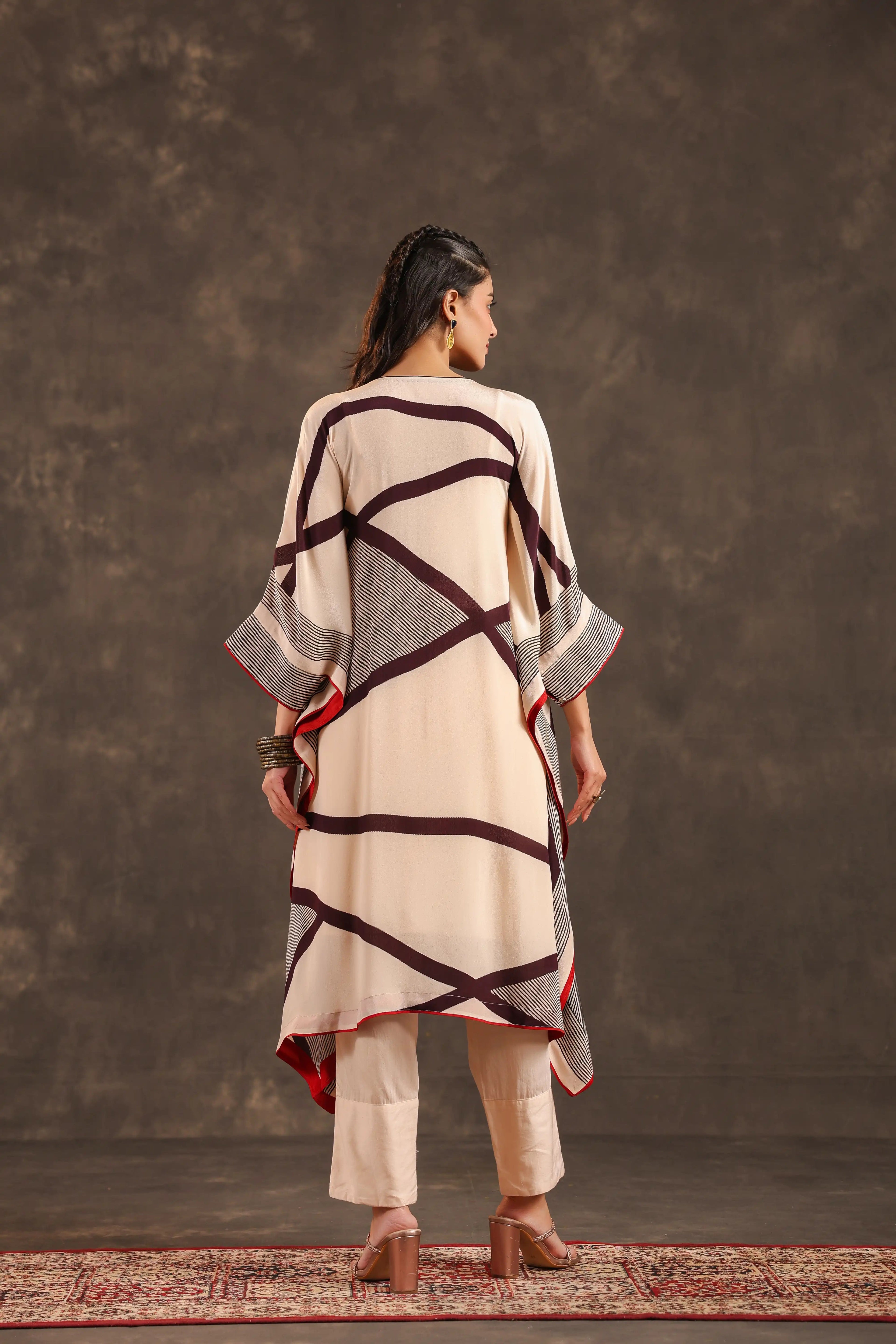 Abstarct B&W Kurti - Off White