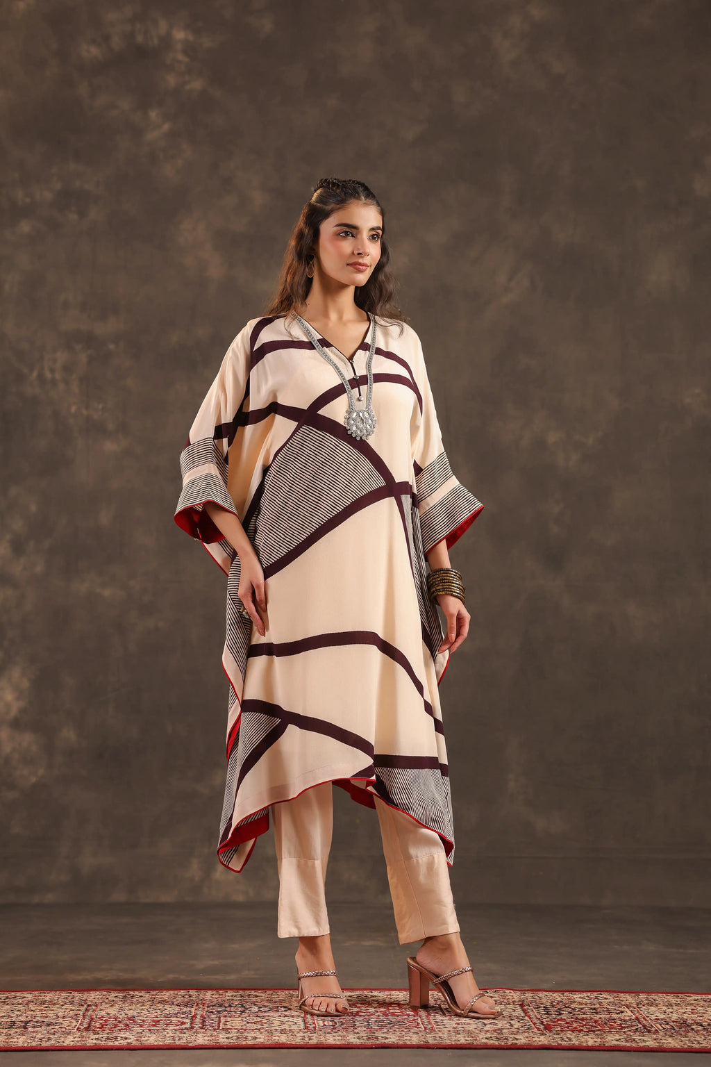 Abstarct B&W Kurti - Off White
