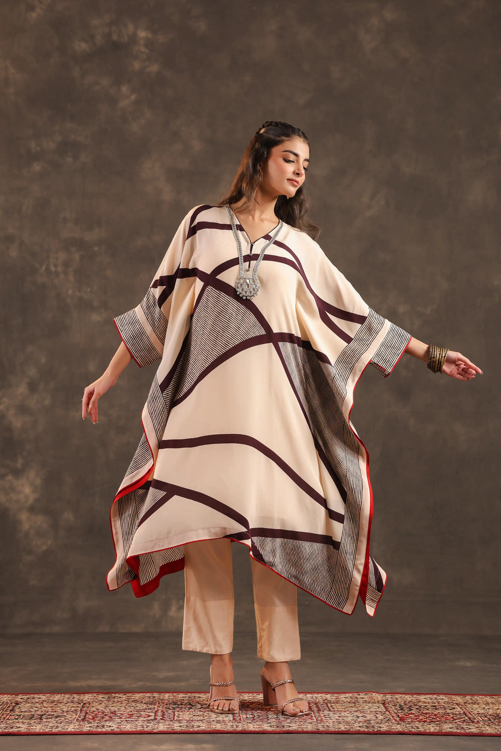 Abstarct B&W Kurti - Off White