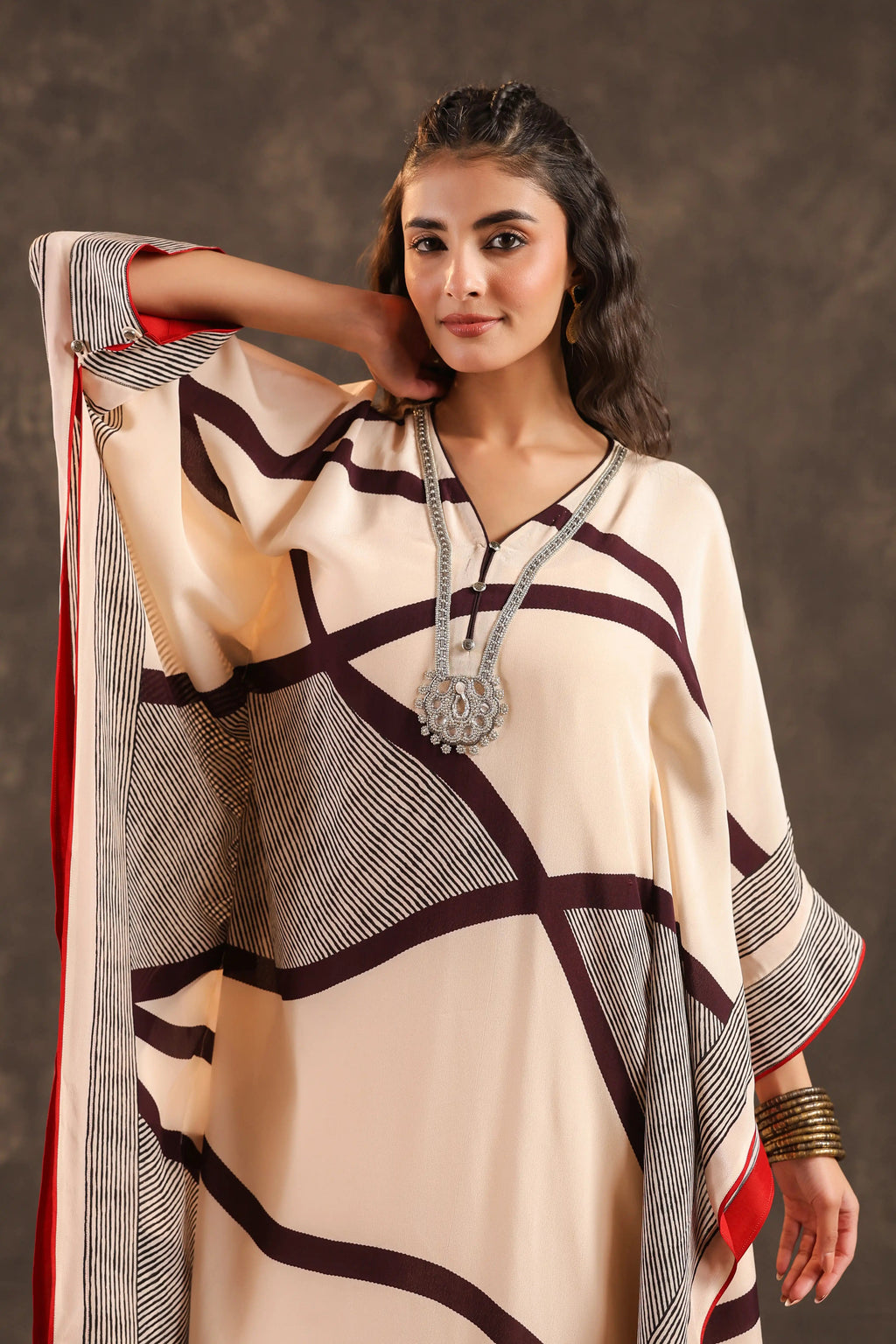 Abstarct B&W Kurti - Off White