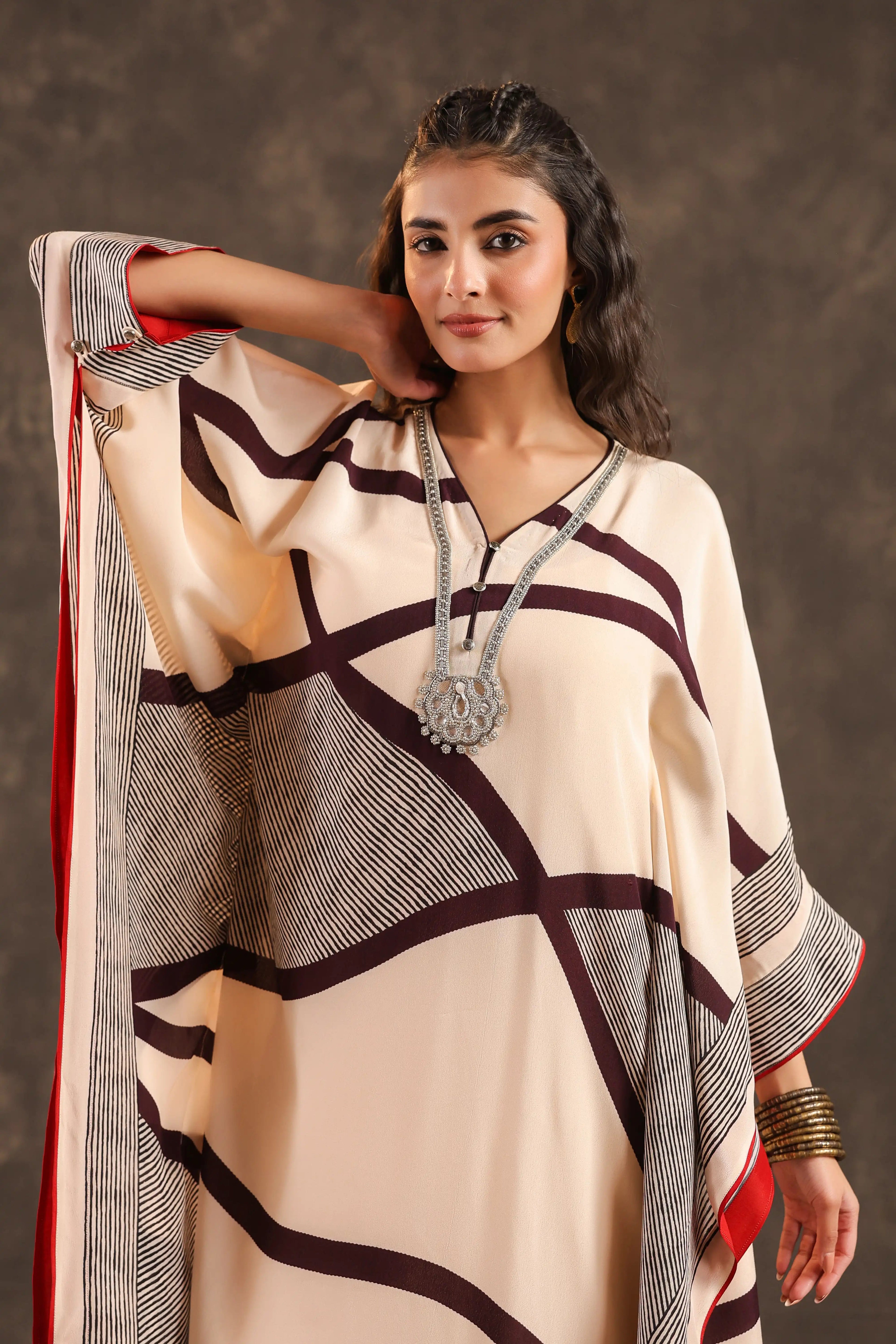 Abstarct B&W Kurti - Off White