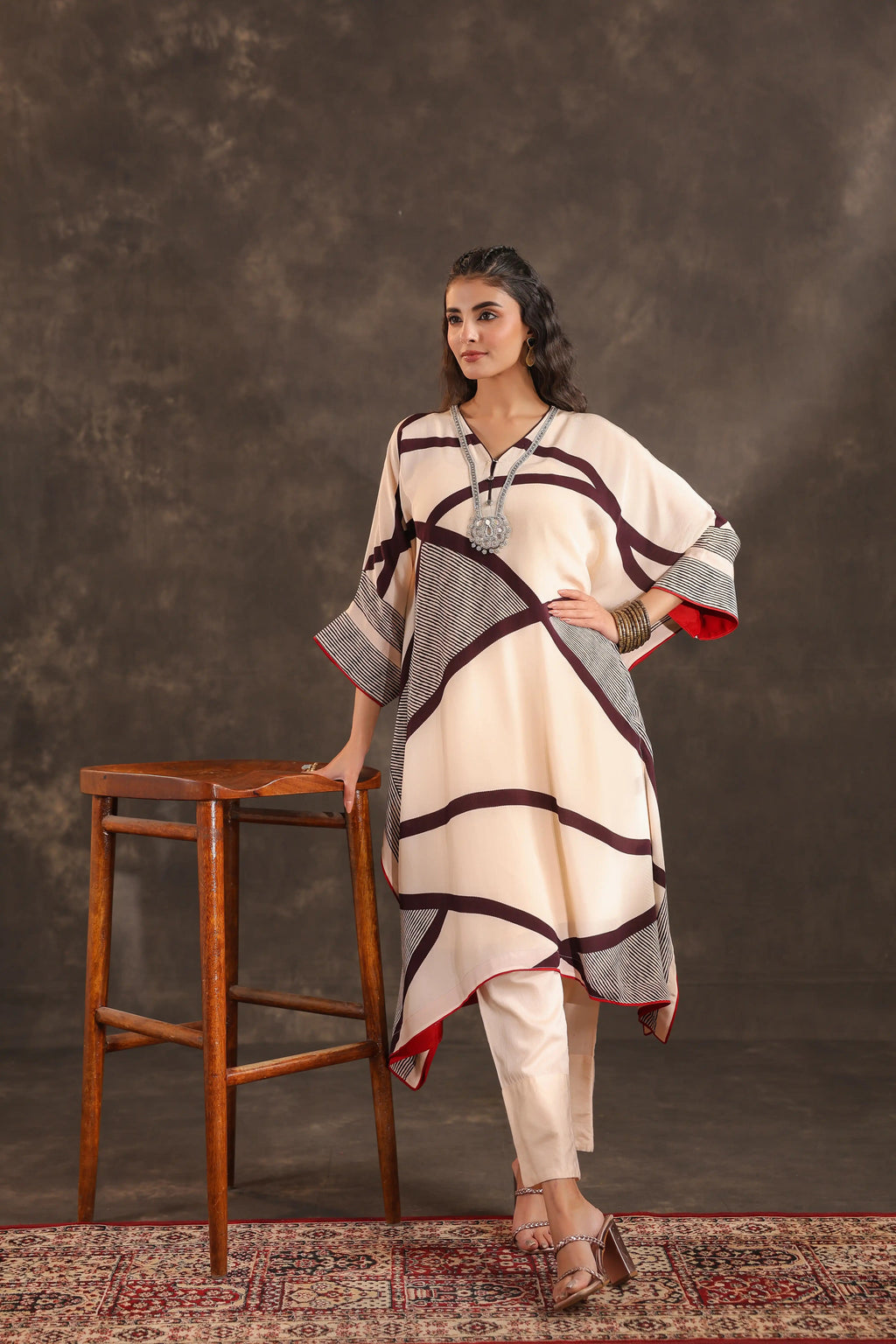Abstarct B&W Kurti - Off White