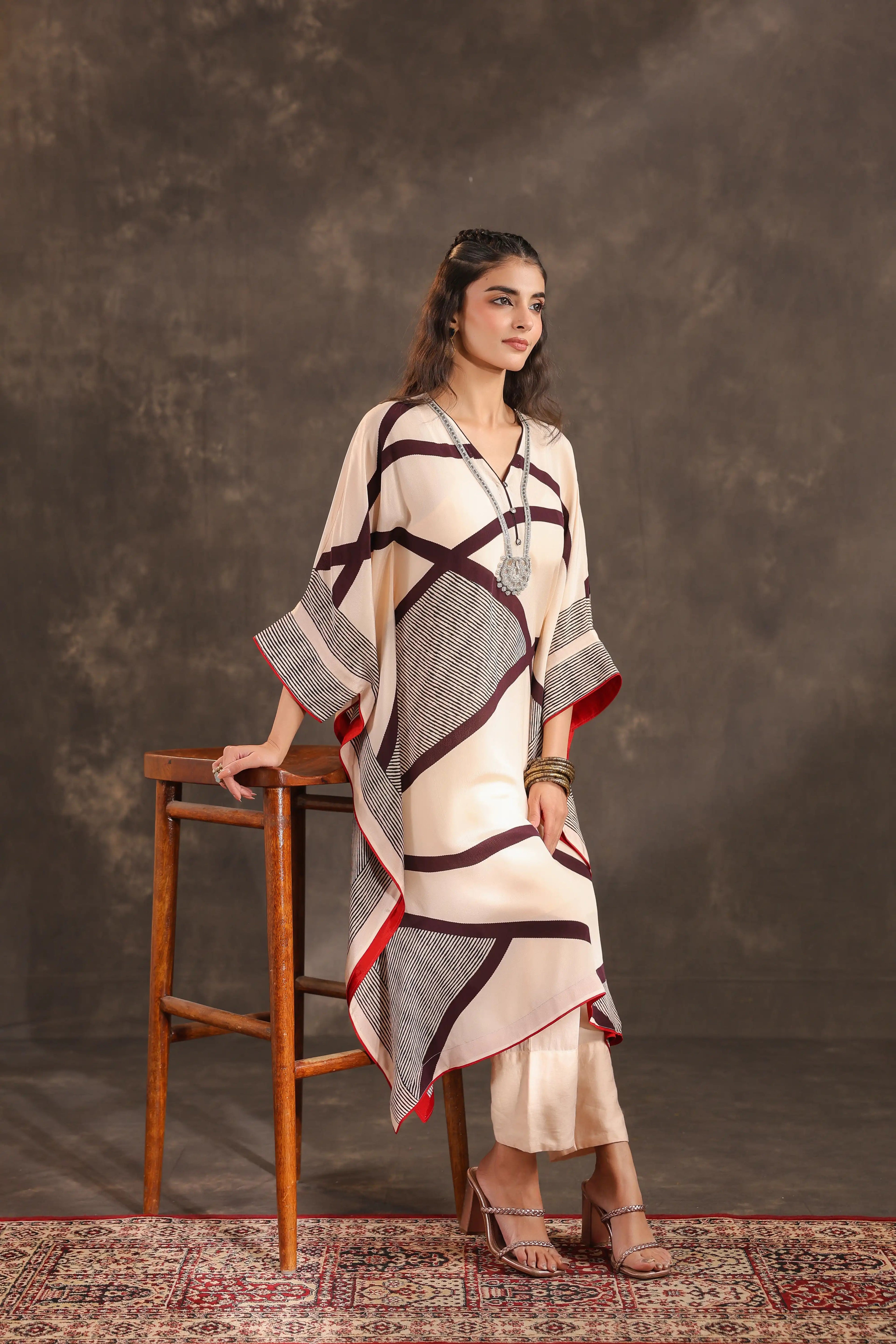 Abstarct B&W Kurti - Off White