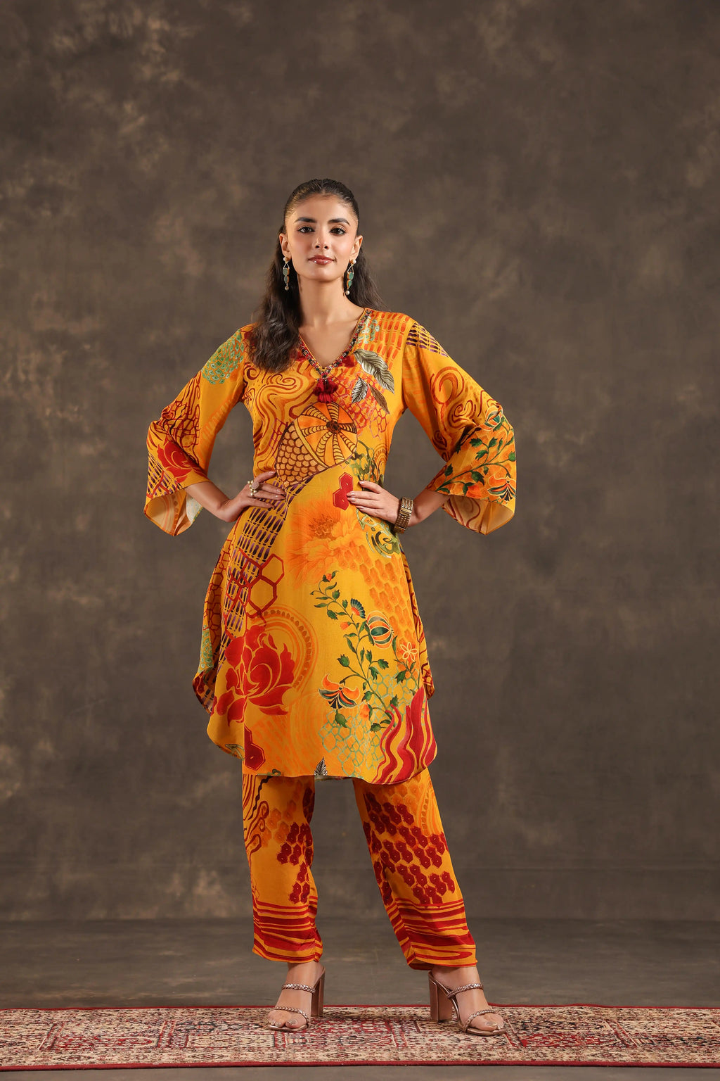 Printed Kurti - Mustard