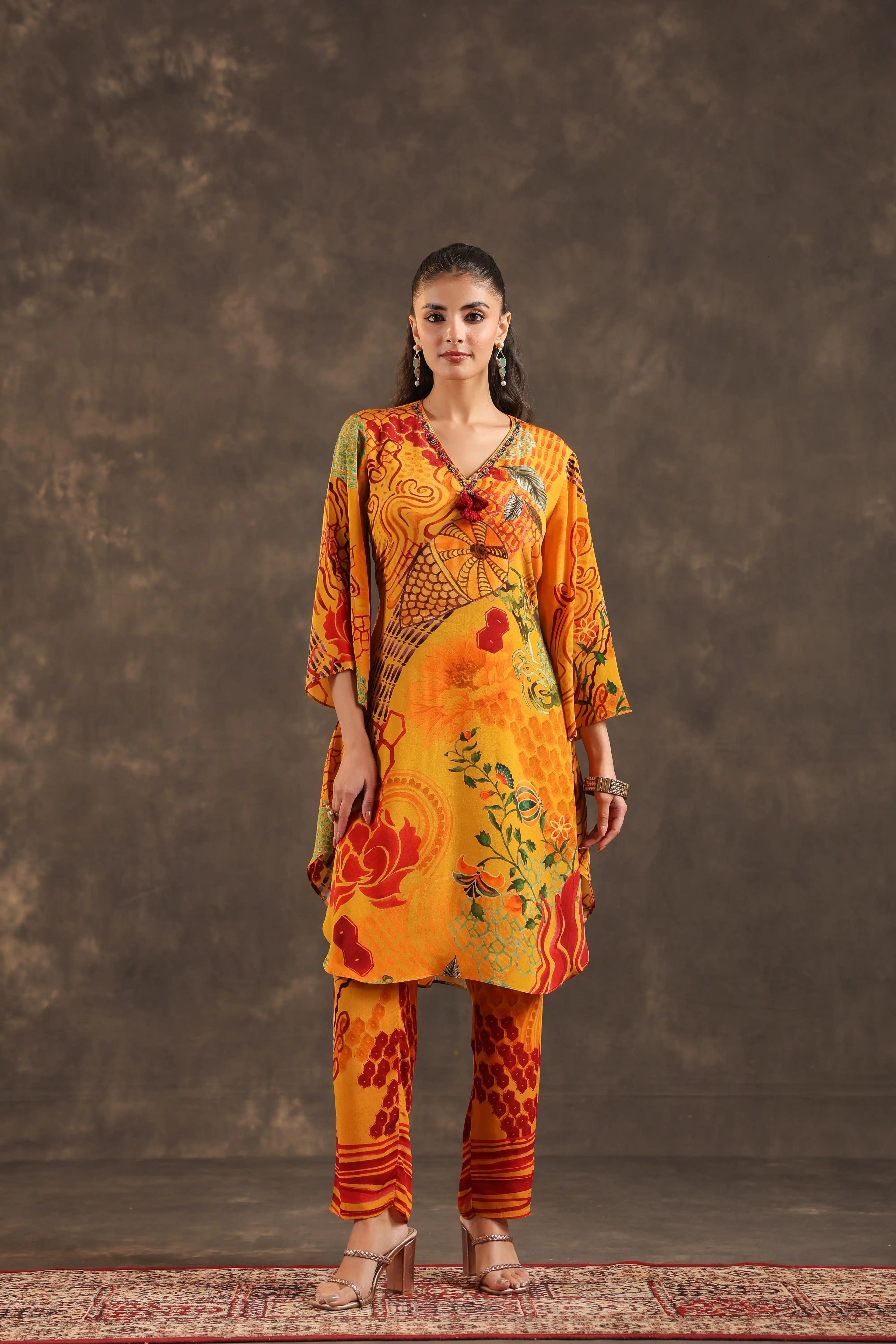 Printed Kurti - Mustard