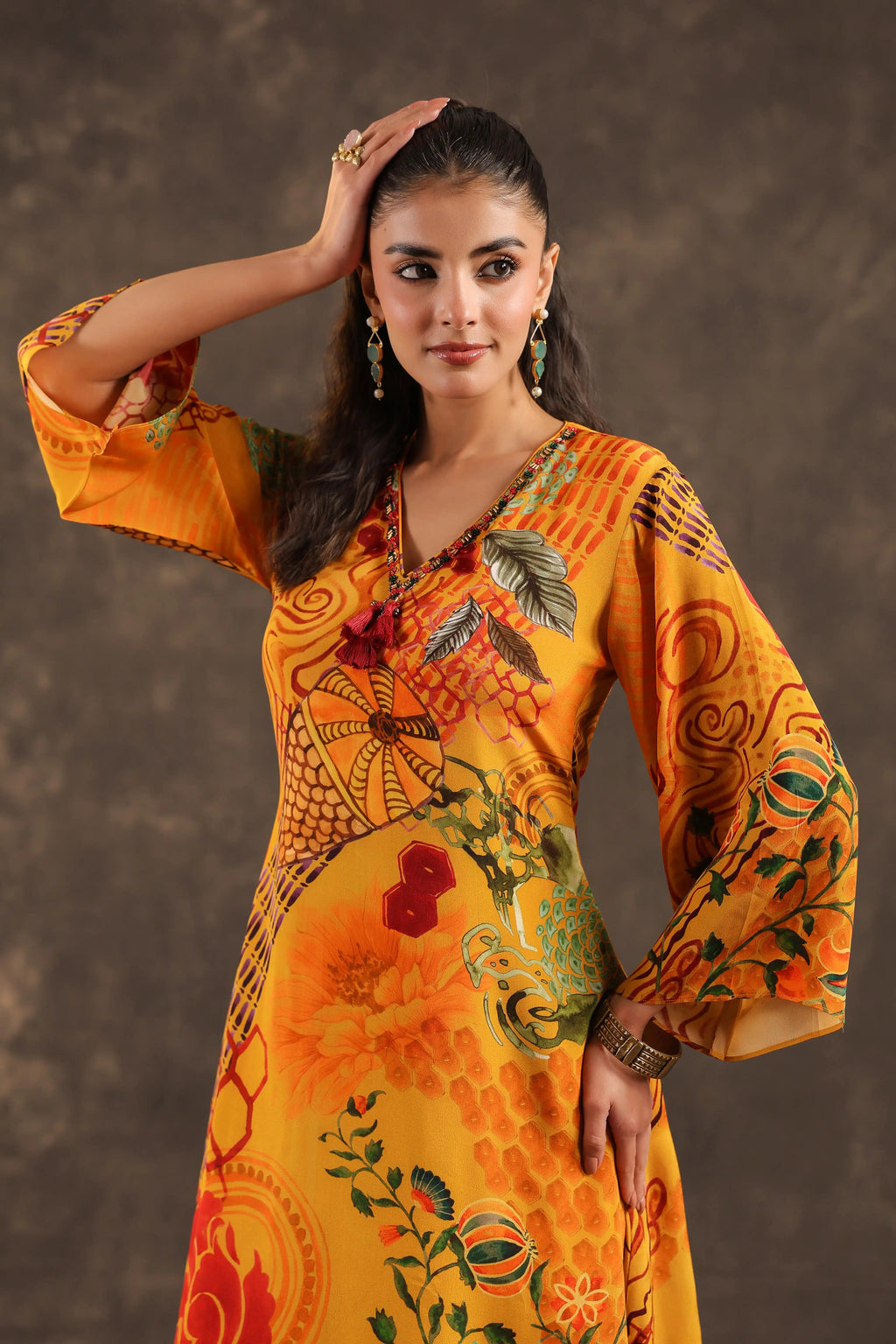 Printed Kurti - Mustard