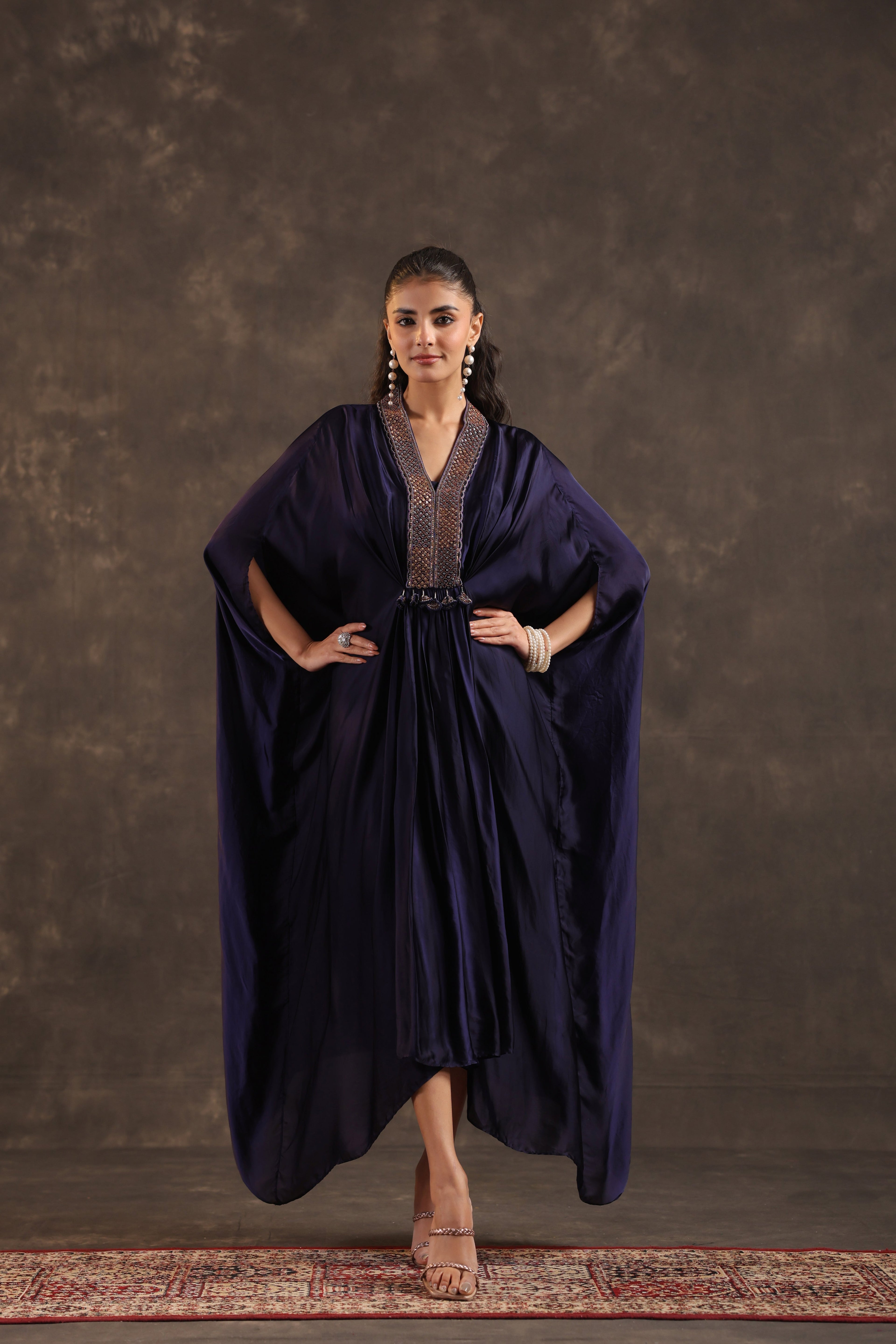 Flayered Kaftan Dress Deep Voilet - Violet