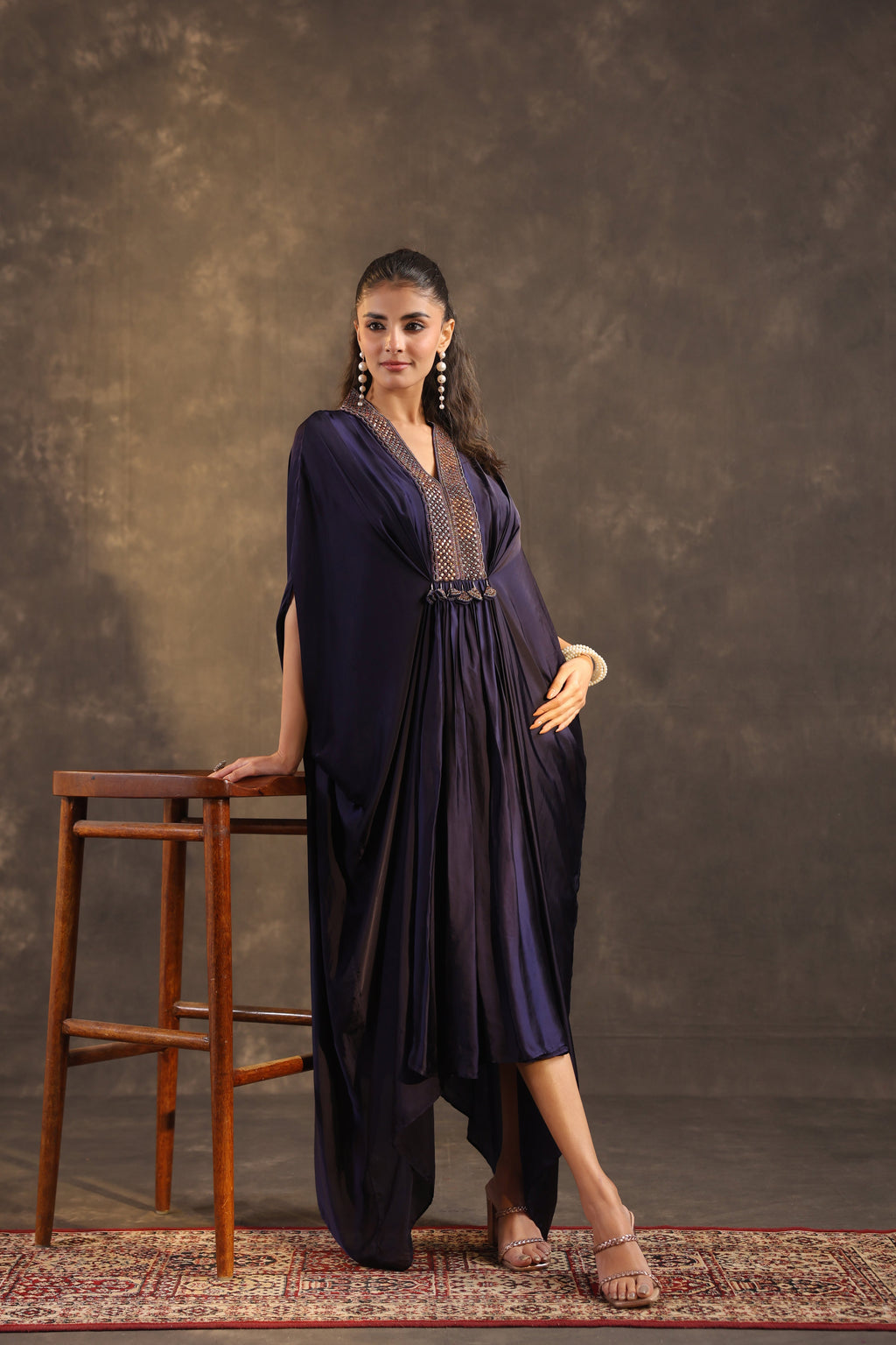 Flayered Kaftan Dress Deep Voilet - Violet