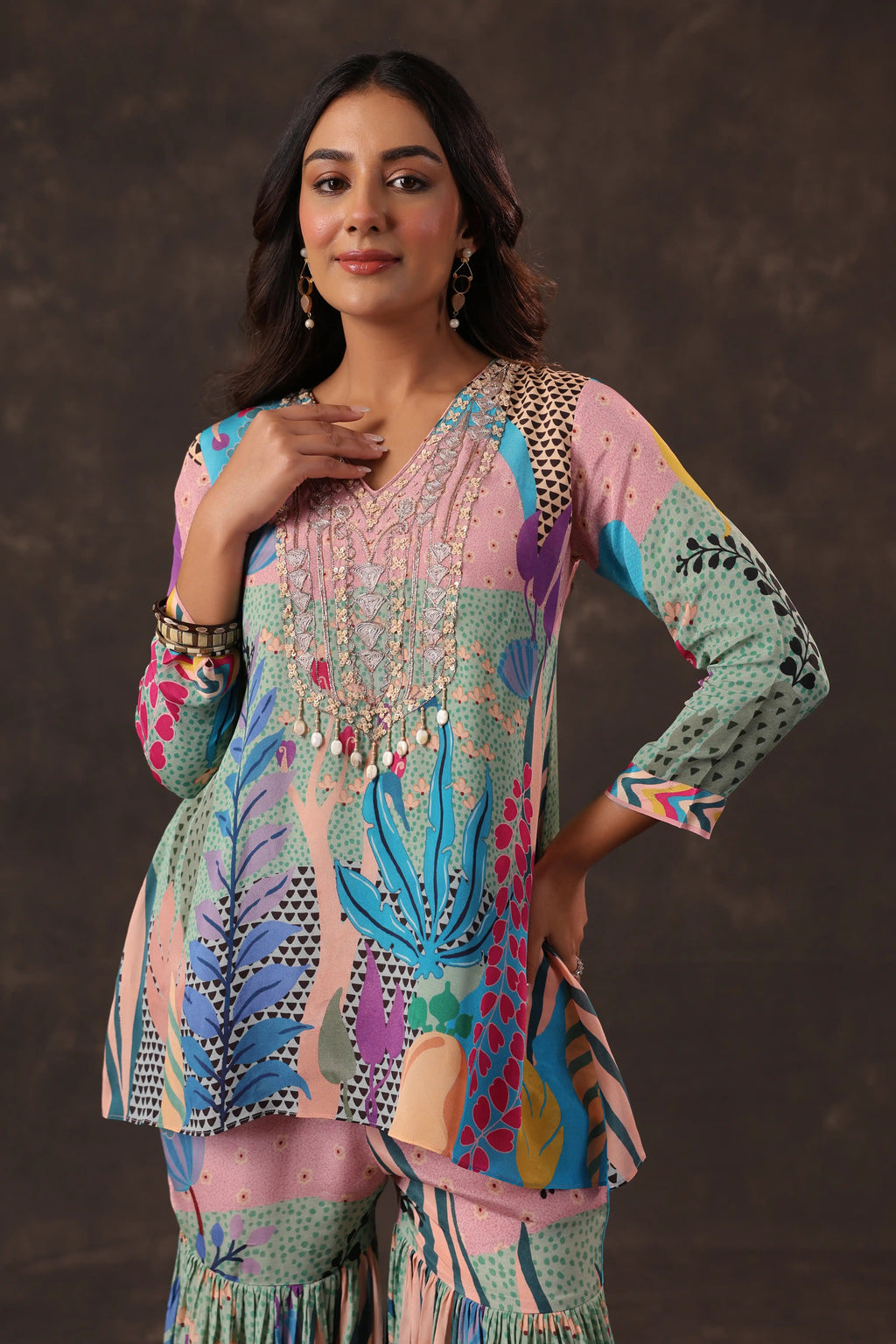 Printed Co-ords with Sharara Pant - Multi