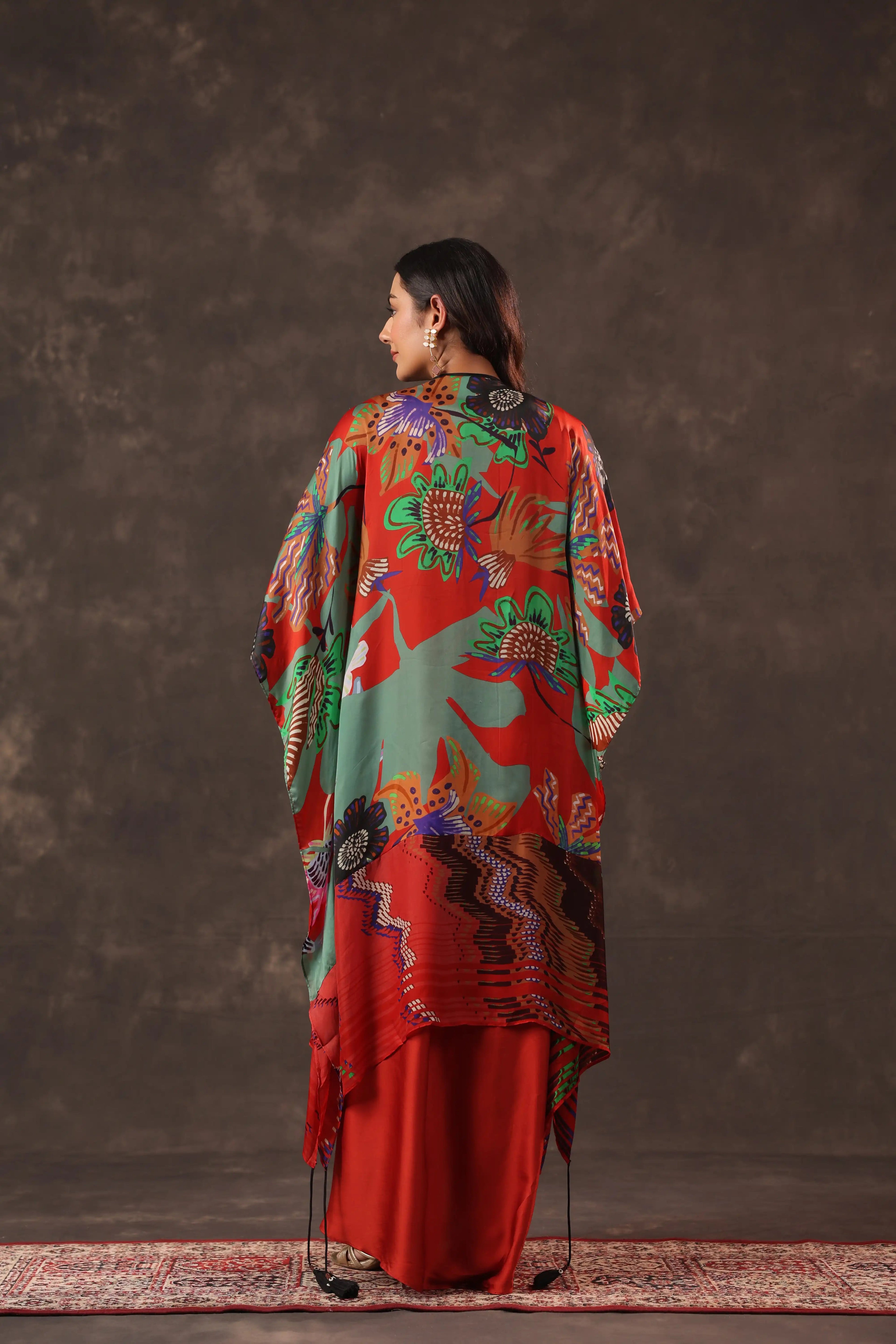 Kaftan Dress With Pant - Multi