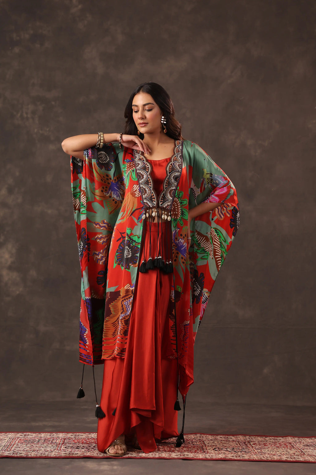 Kaftan Dress With Pant - Multi