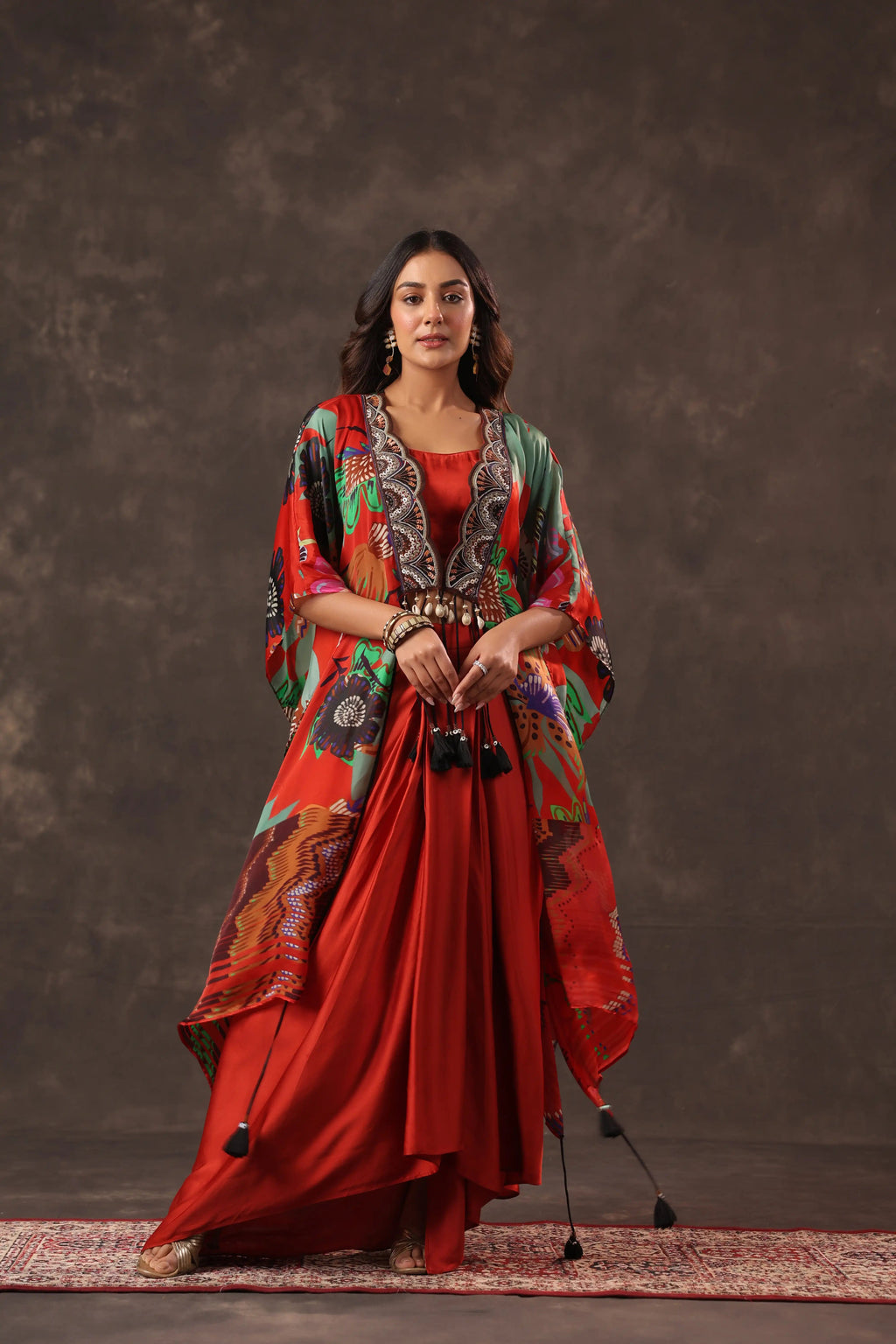 Kaftan Dress With Pant - Multi