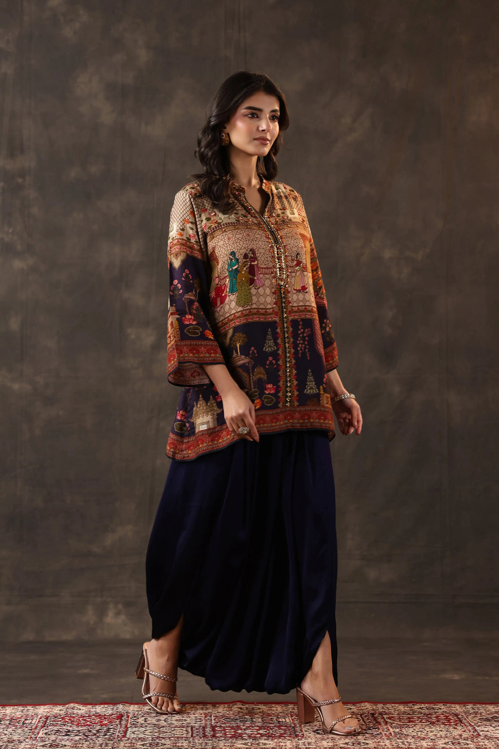 Emblished Top With Harem Pants - Multi - - 2 piece- Top & Pant Colour:- Multi Material: – Top : Dolas Silk