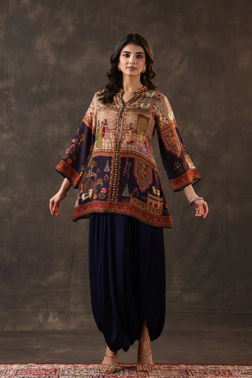 Emblished Top With Harem Pants - Multi - - 2 piece- Top & Pant Colour:- Multi Material: – Top : Dolas Silk