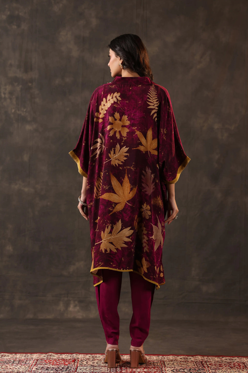 Printed Ecco Print Kurti - Burgundy