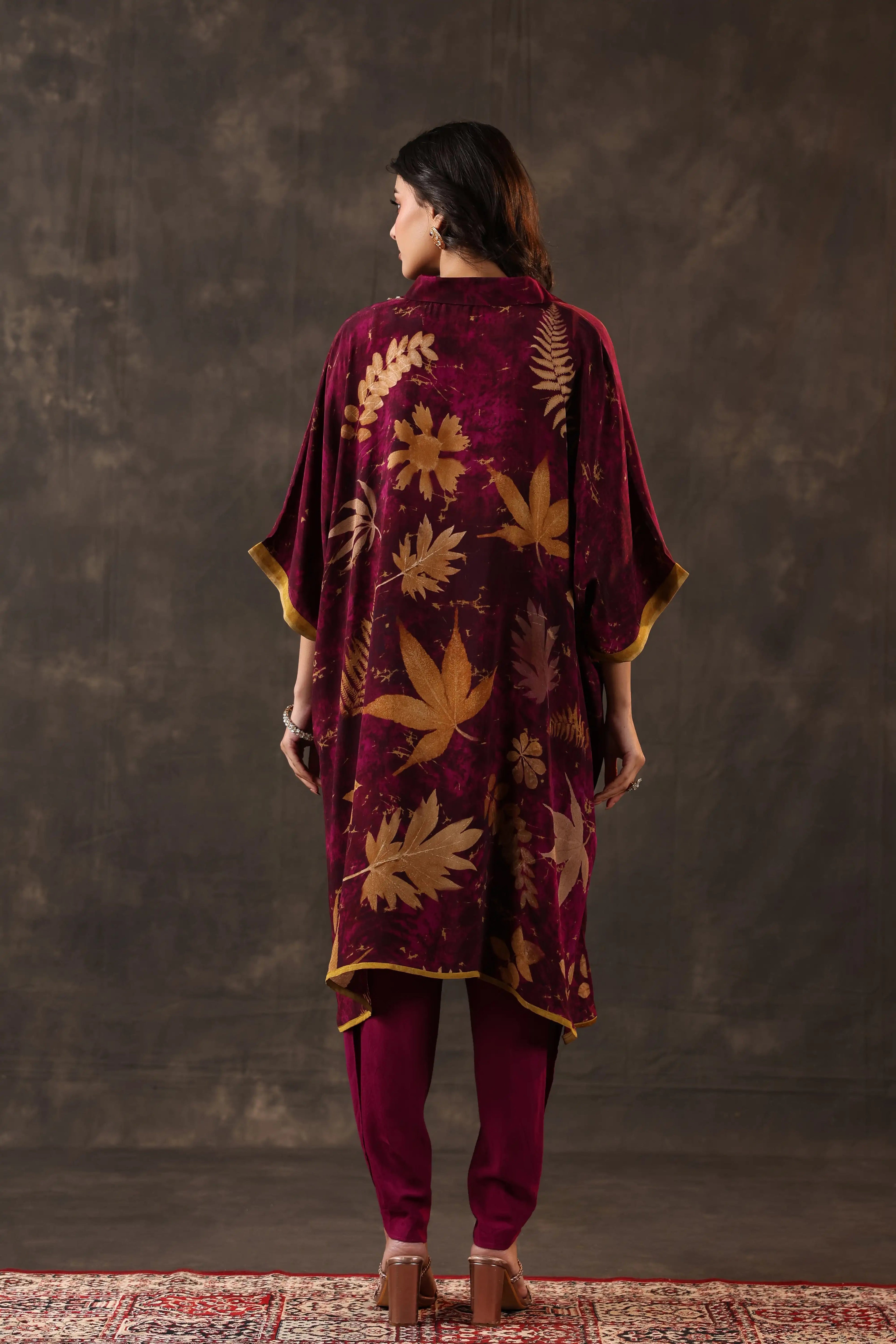 Printed Ecco Print Kurti - Burgundy