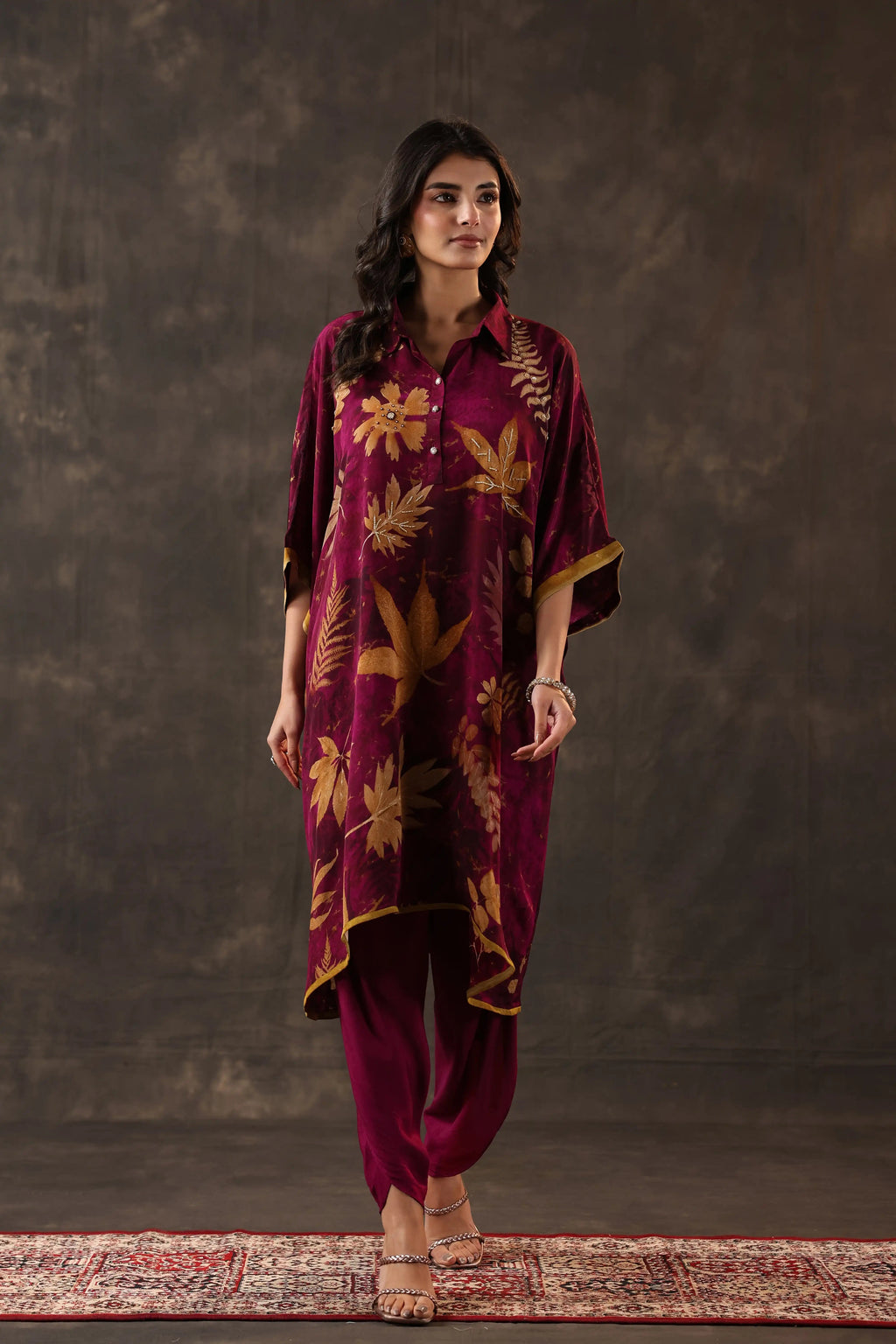 Printed Ecco Print Kurti - Burgundy