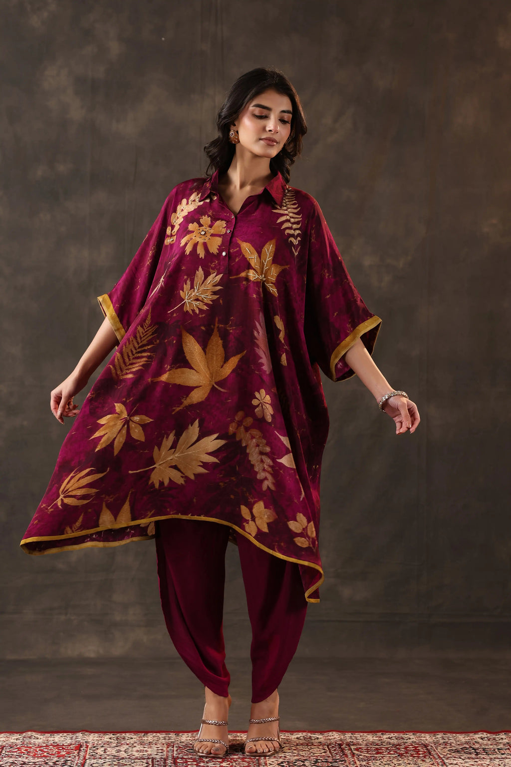 Printed Ecco Print Kurti - Burgundy