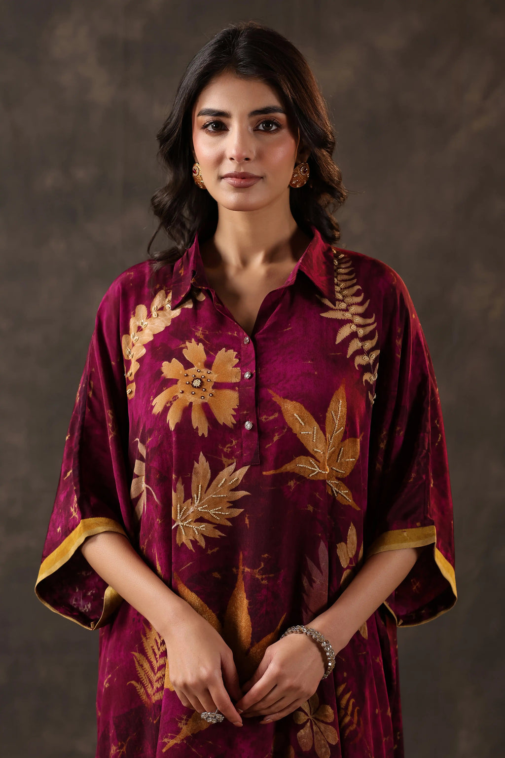 Printed Ecco Print Kurti - Burgundy