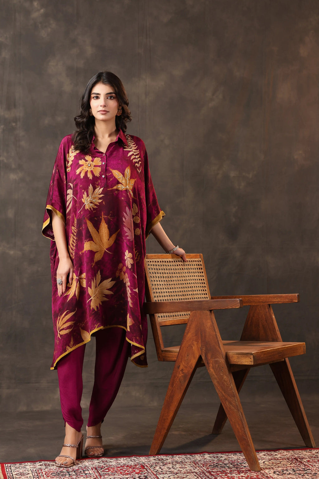 Printed Ecco Print Kurti - Burgundy