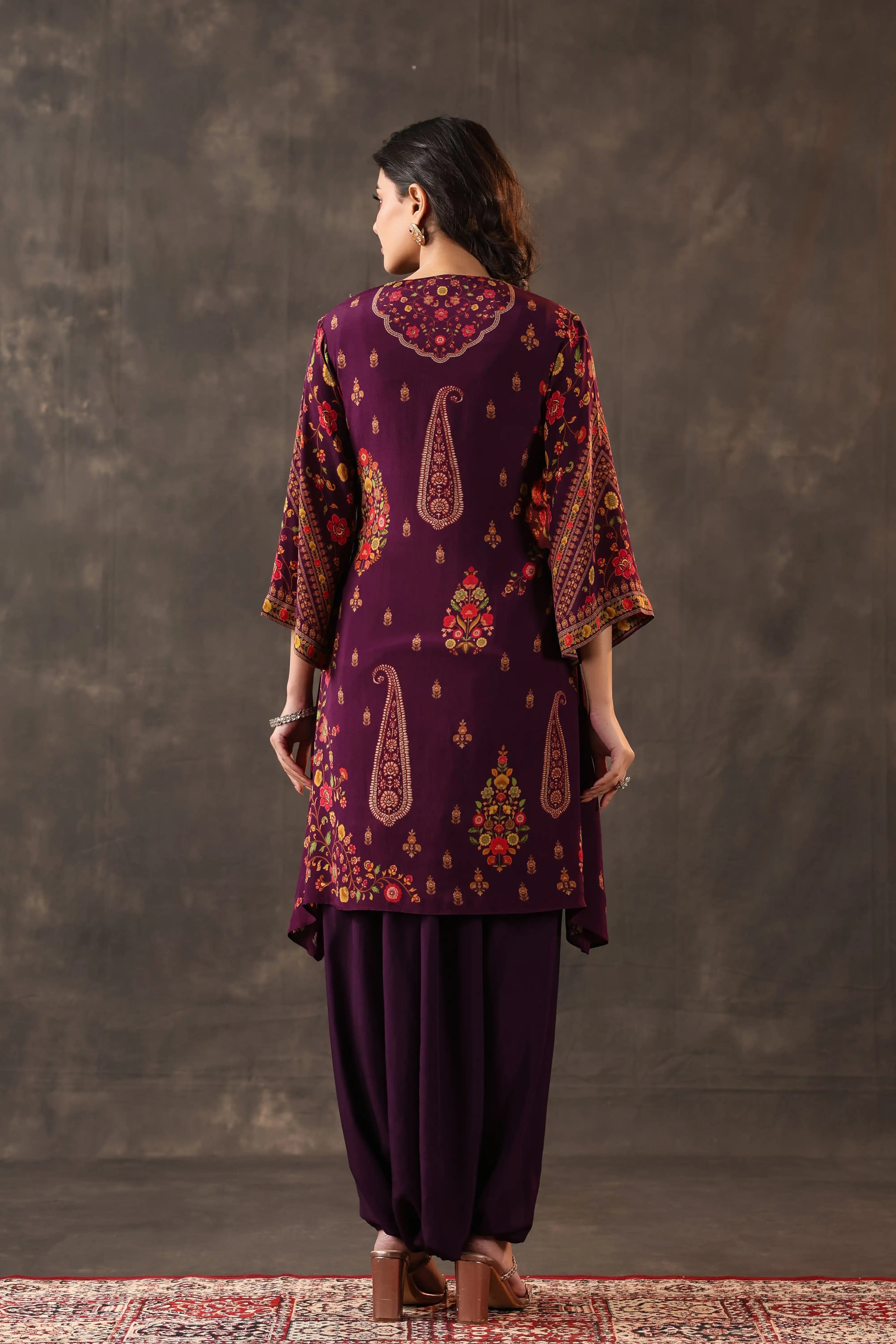 Emblished Top With Harem Pants - Multi - - 2 piece- Top & Pant Colour:- Multi Material: – Top : Viscose Crepe