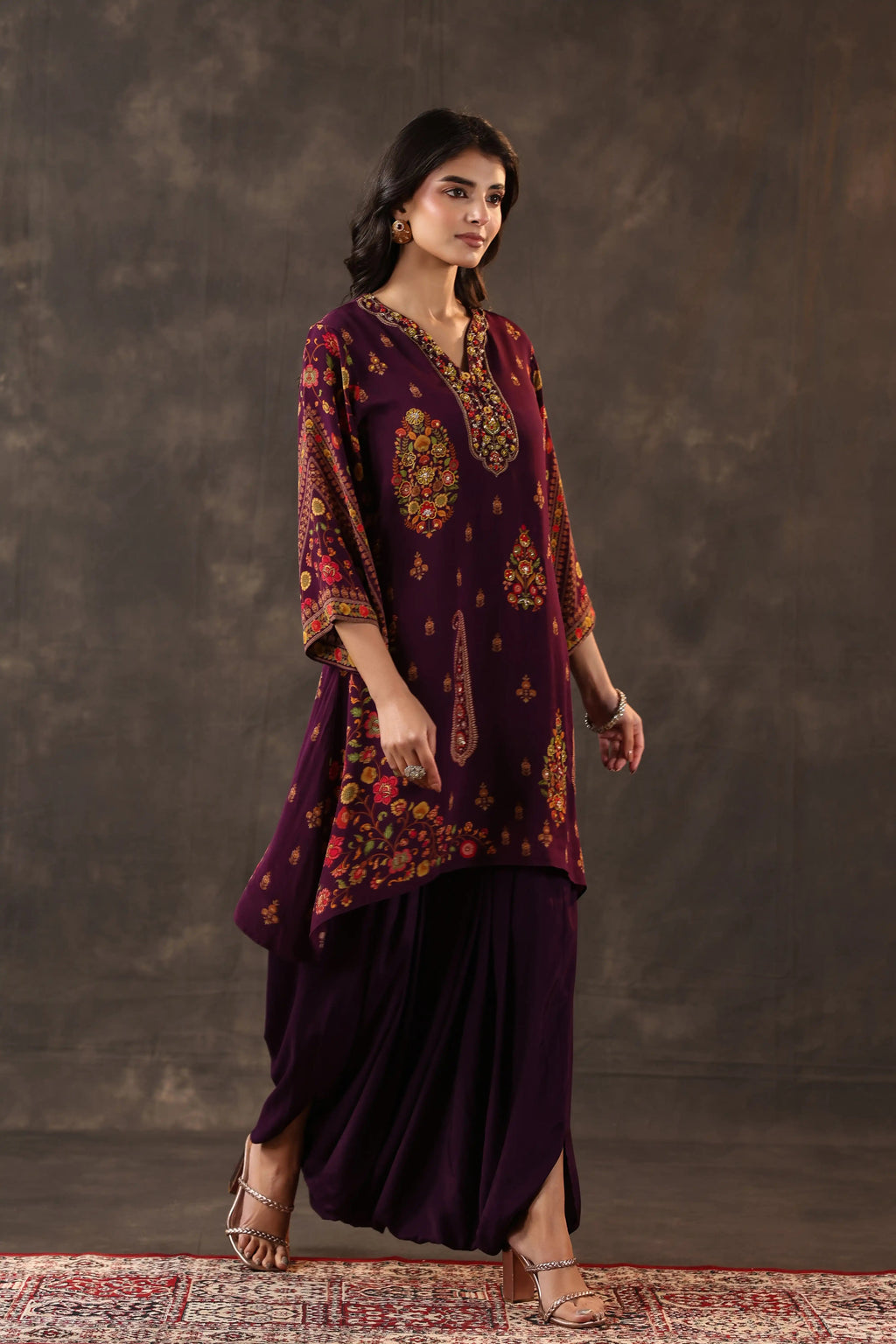 Emblished Top With Harem Pants - Multi - - 2 piece- Top & Pant Colour:- Multi Material: – Top : Viscose Crepe