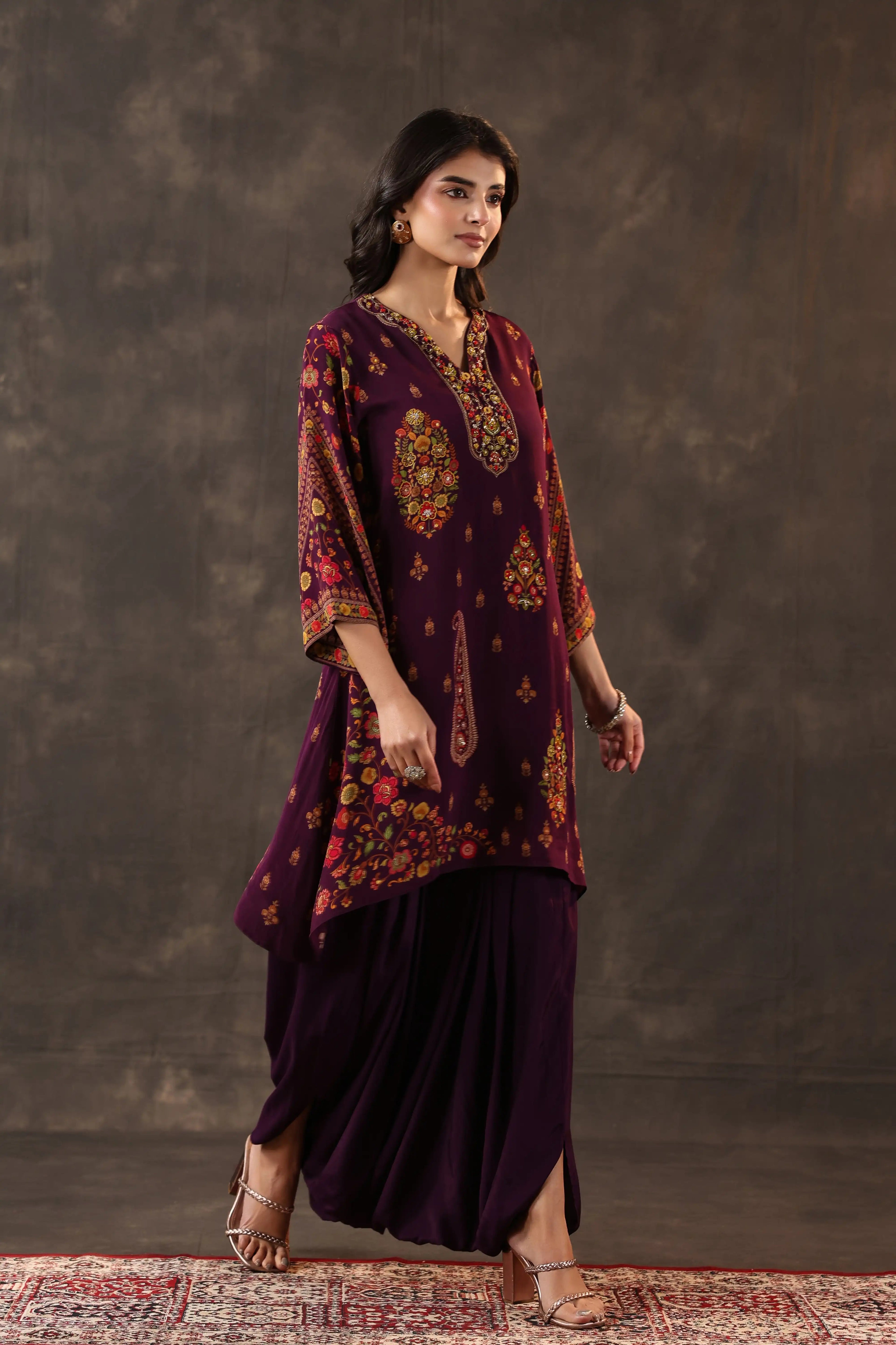 Emblished Top With Harem Pants - Multi - - 2 piece- Top & Pant Colour:- Multi Material: – Top : Viscose Crepe