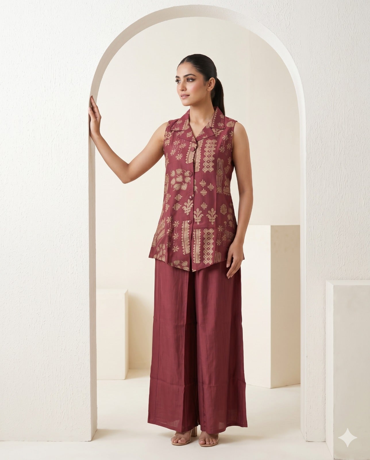 Premium Vatican Premium Rayon Fabric Co-Ord Set Red