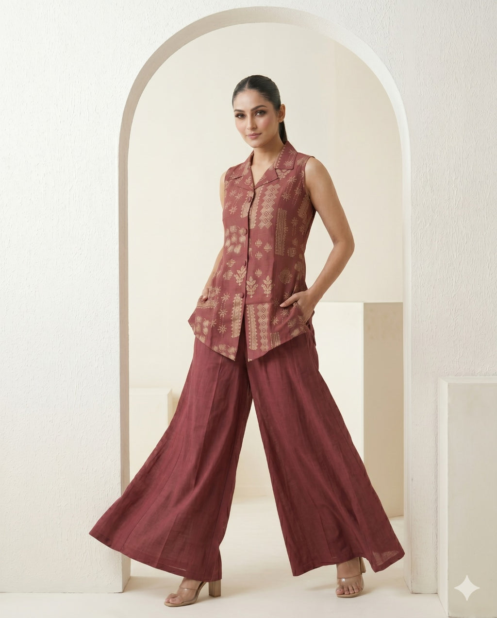 Premium Vatican Premium Rayon Fabric Co-Ord Set Red