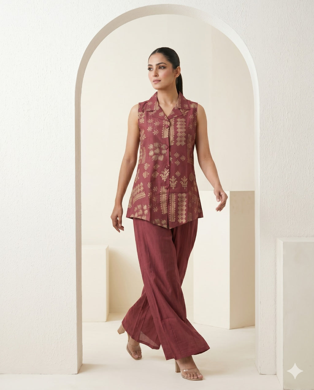 Premium Vatican Premium Rayon Fabric Co-Ord Set Red