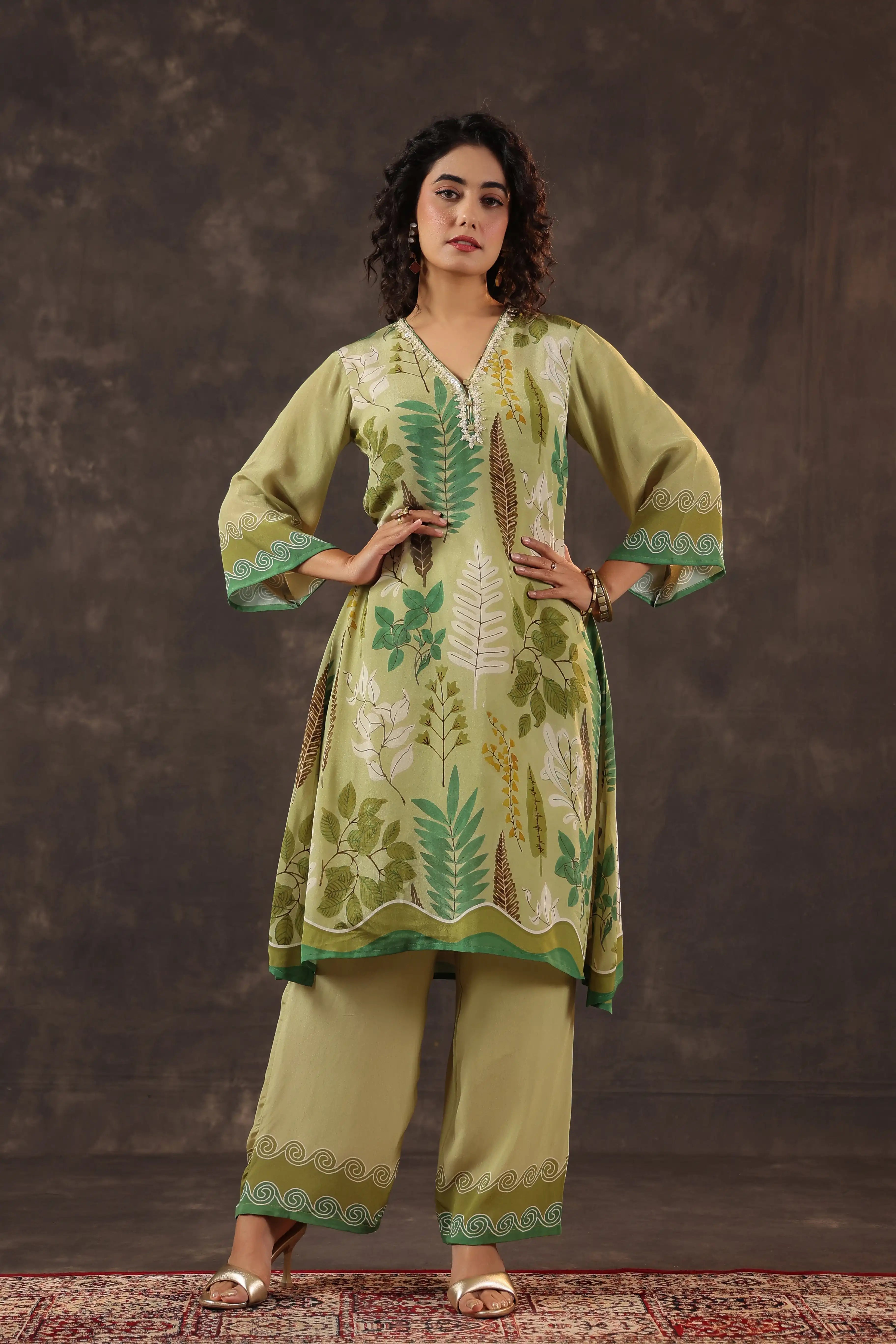 Printed Kurti - Olive