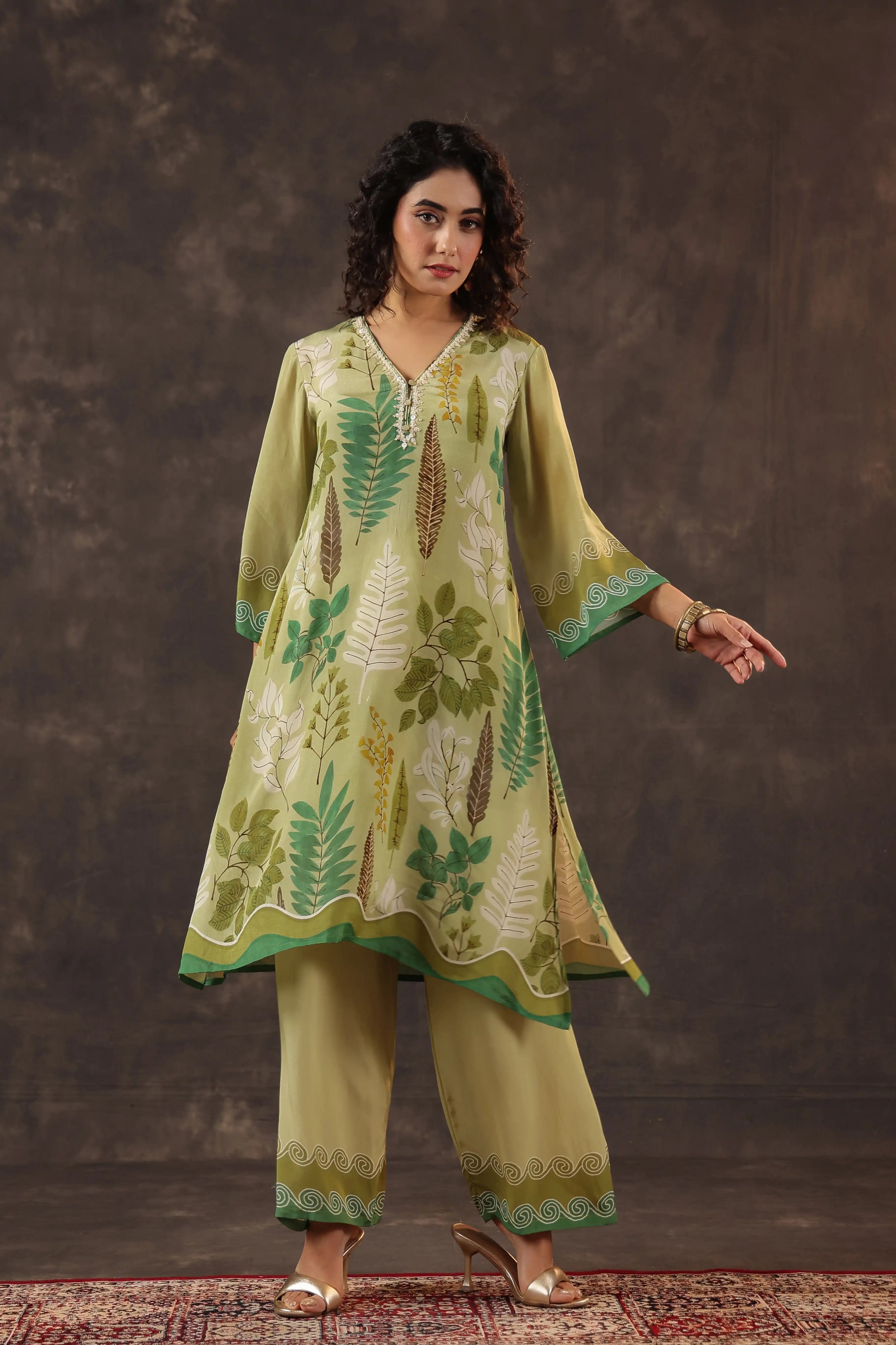 Printed Kurti - Olive